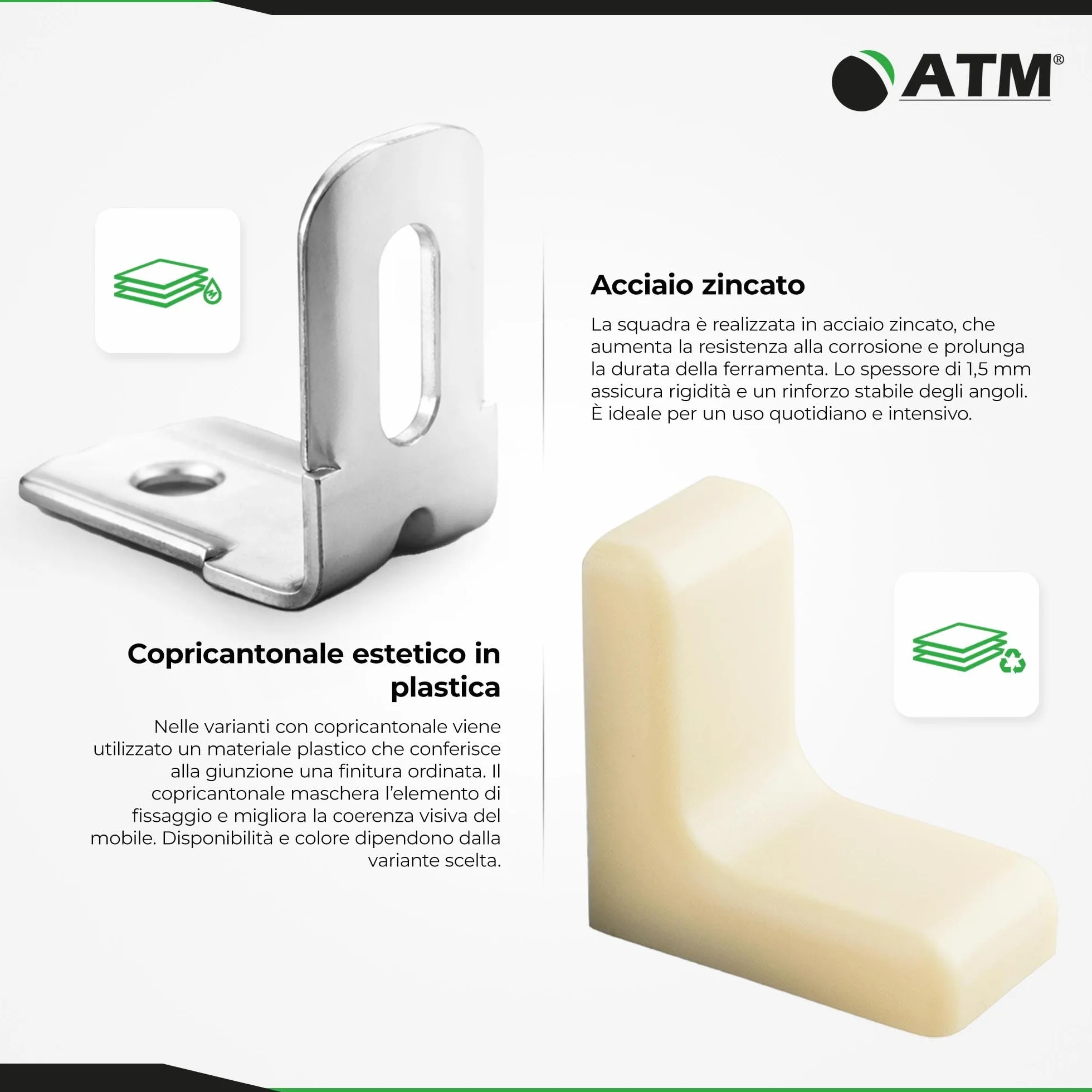 ATM Squadretta Angolare Acciaio Zincato 90° Connettore per Mobili Set di 20