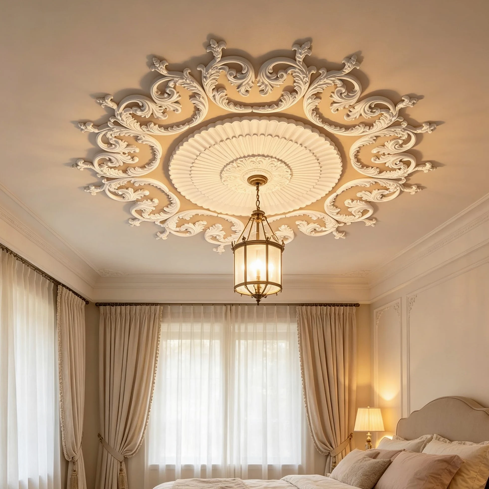 127cm Rosone Lampadario Soffitto Bianco Polistirolo Decorativo | Medaglione del Ventilatore Rotonda Moderno per Pareti Portalampada