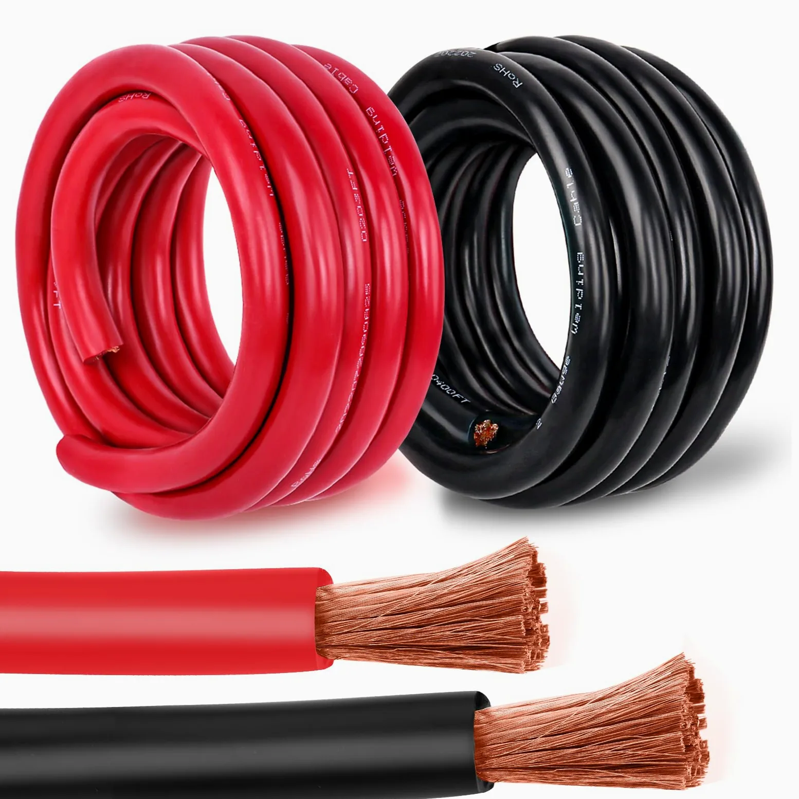 Cavo di rame per batteria, 1,5 m rosso+1,5 m nero, 2 AWG, cavo standard USA OFC per automobili, batterie, solari, marine e generatori