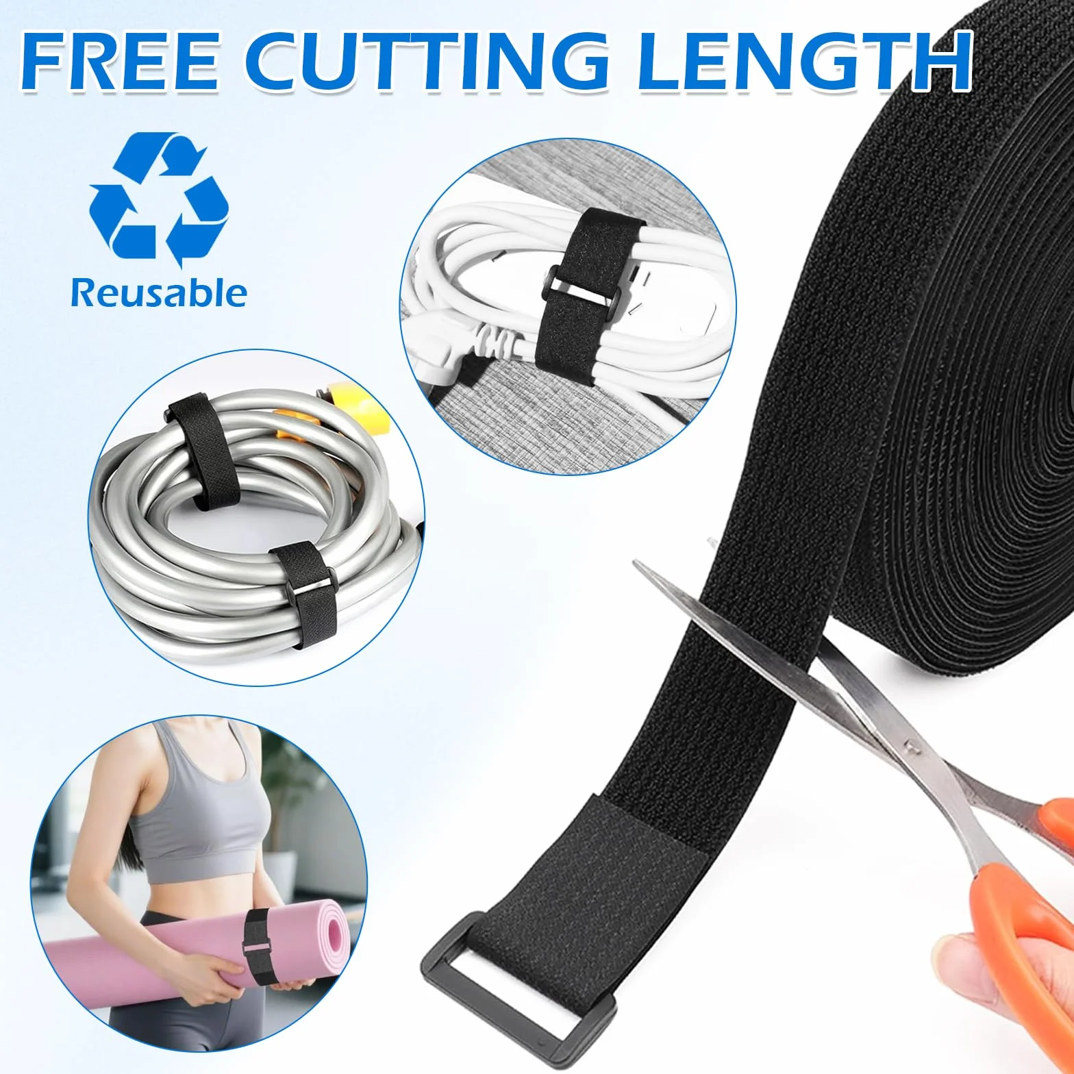 Redamancy 10m x 2cm Fascette Fermacavi Riutilizzabili Nylon Nero con 50 Fibbie