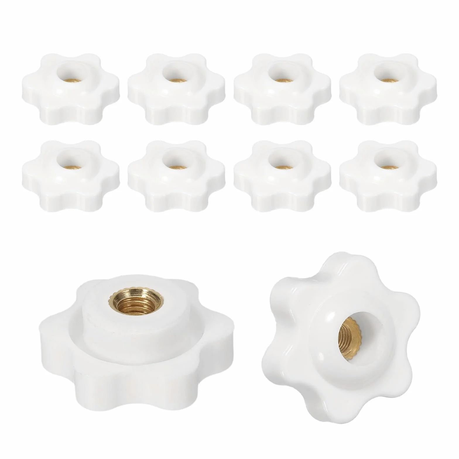 PATIKIL Dadi Di Bloccaggio M5 X 25mm, 10 Pezzi Manopole A Stella A Foro Passante Con Filettatura Femmina, Bianco
