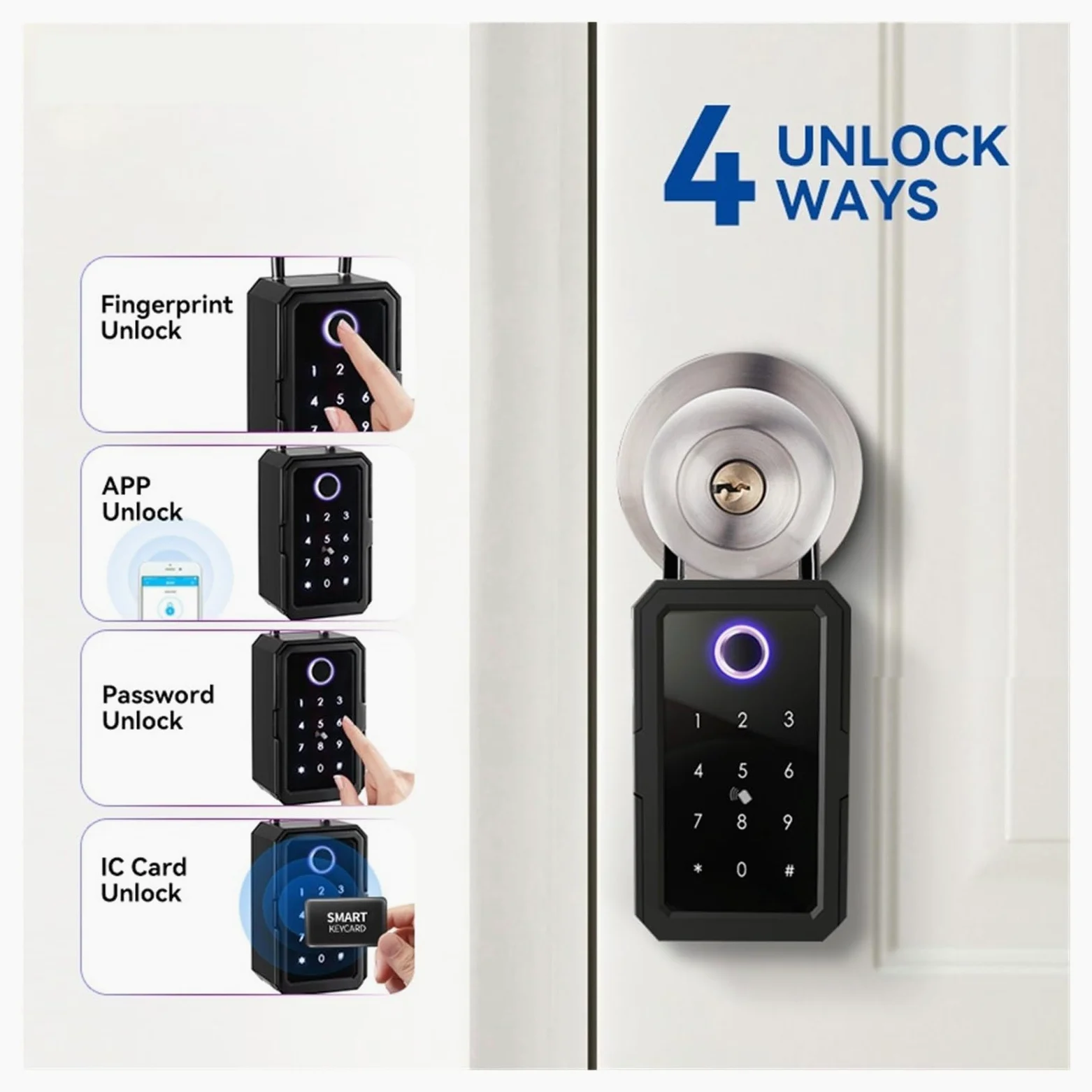 Cassaforte Piccola Sicurezza esterna impermeabile Sicurezza sicura Password di archiviazione intelligente Blocco Tuya o TTLock APP Key Box Scatola antifurto per casa, ufficio, hotel, viaggi(TUYA)
