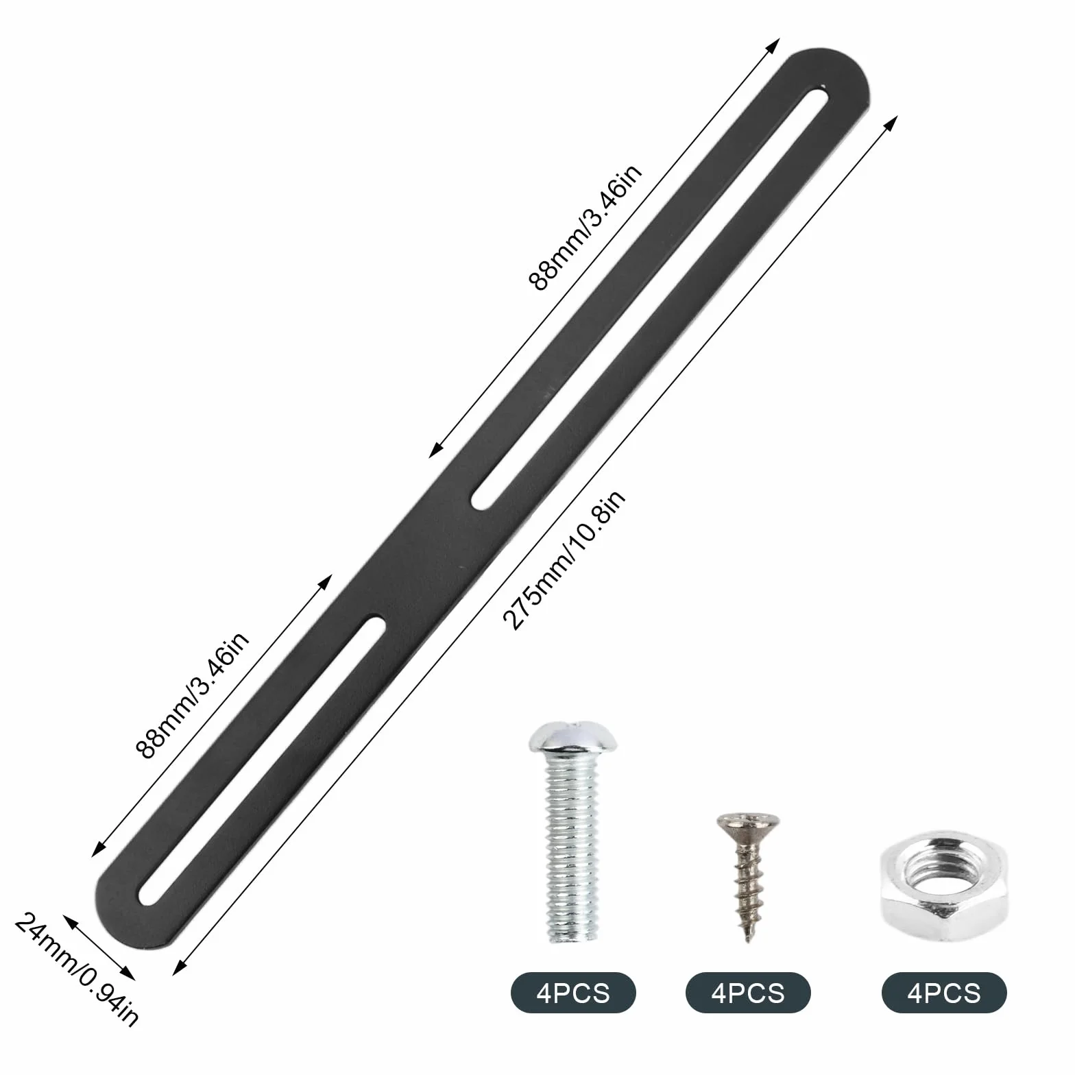 Zestaw Mocowania Skrzynki Pocztowej 275x24mm Stal Nierdzewna Czarny