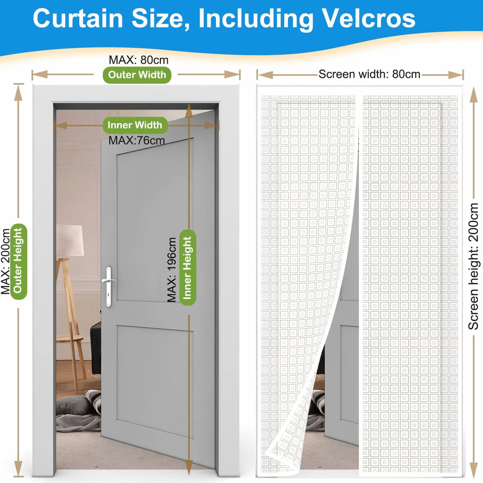 Risareyi Magnetica Tenda Isolante Termico per Porte per Finestre 80x230cm in EVA Traslucido Impermeabile Contro Freddo Antipolvere con Calamita, Chiusura Automatica, Bianco