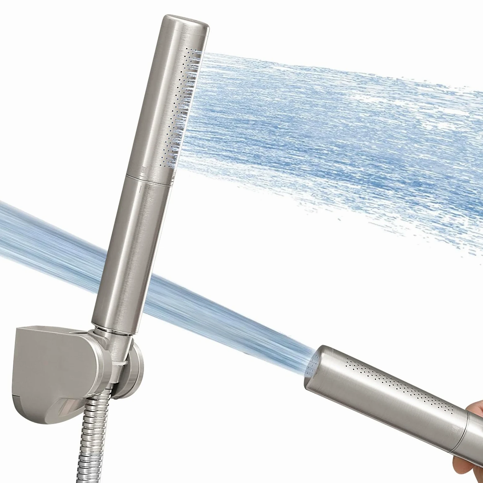 Homipro, soffione doccia in ottone spazzolato 2 in 1, funzione ad alto flusso, ad alta pressione, 17,8 cm, finitura spazzolata, doccetta con tubo flessibile da 150 cm, staffa