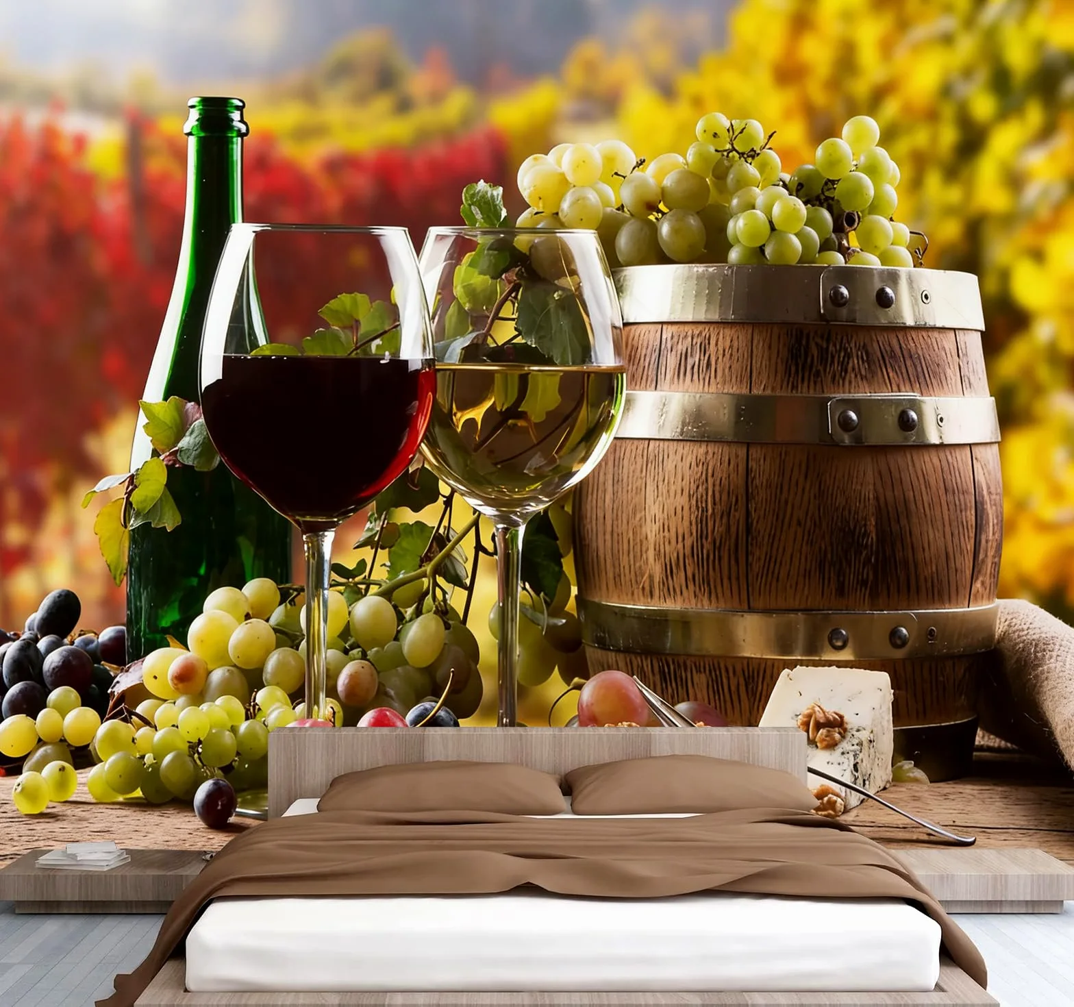 Carta da parati effetto 3D Vino 300 x 210 cm Murale Non Tessuto Stile Pastorale Fotomurale Stampa HD Moderna Poster Per Soggiorno E Camera Da Letto Design 1M3998