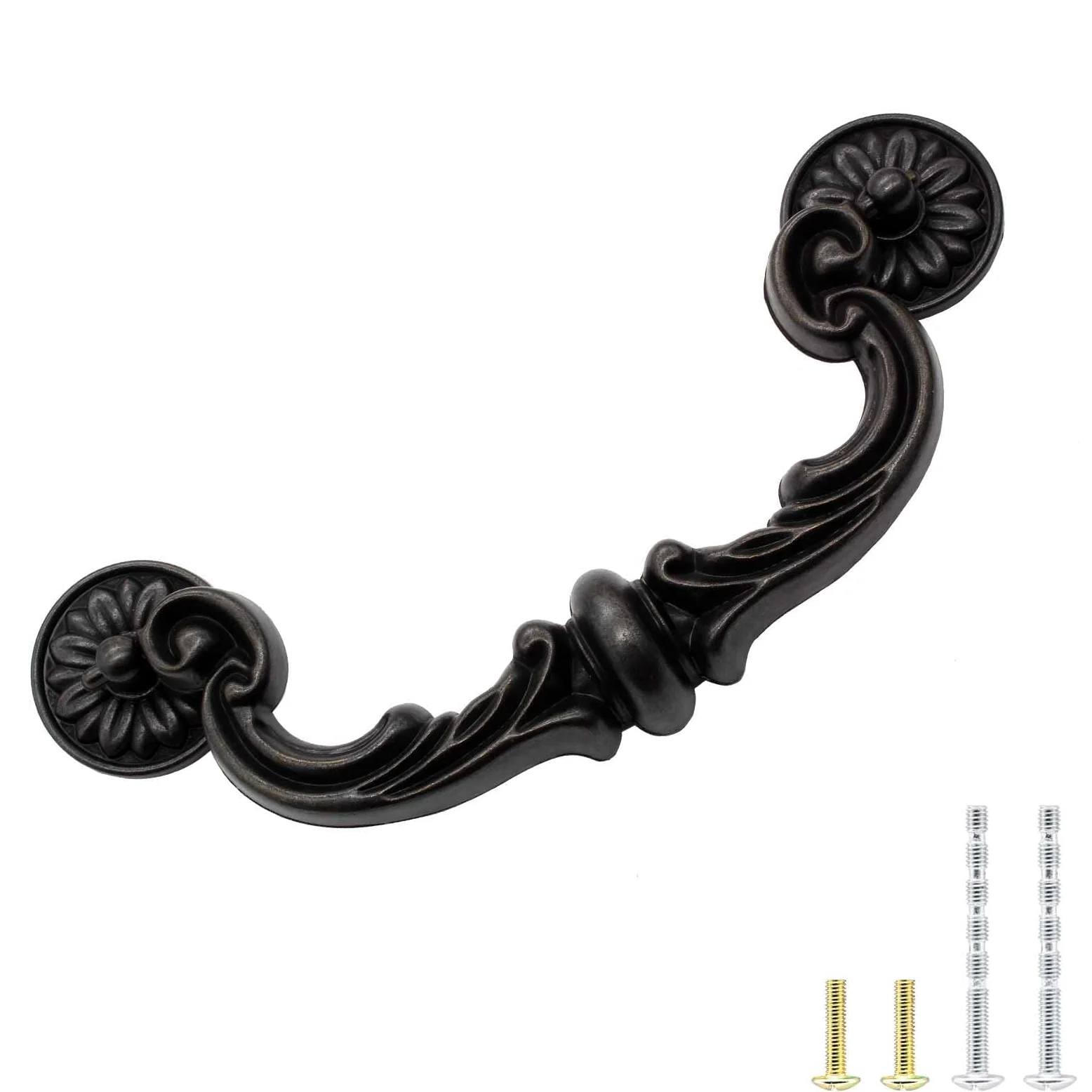 Biaungdo 8 maniglie centrali da 151 mm/6 fori, in lega di zinco, stile rustico, stile vintage a discesa su cauzione per cassetto, maniglie antiche per cucina, armadio (lunghezza totale 18,5 cm)