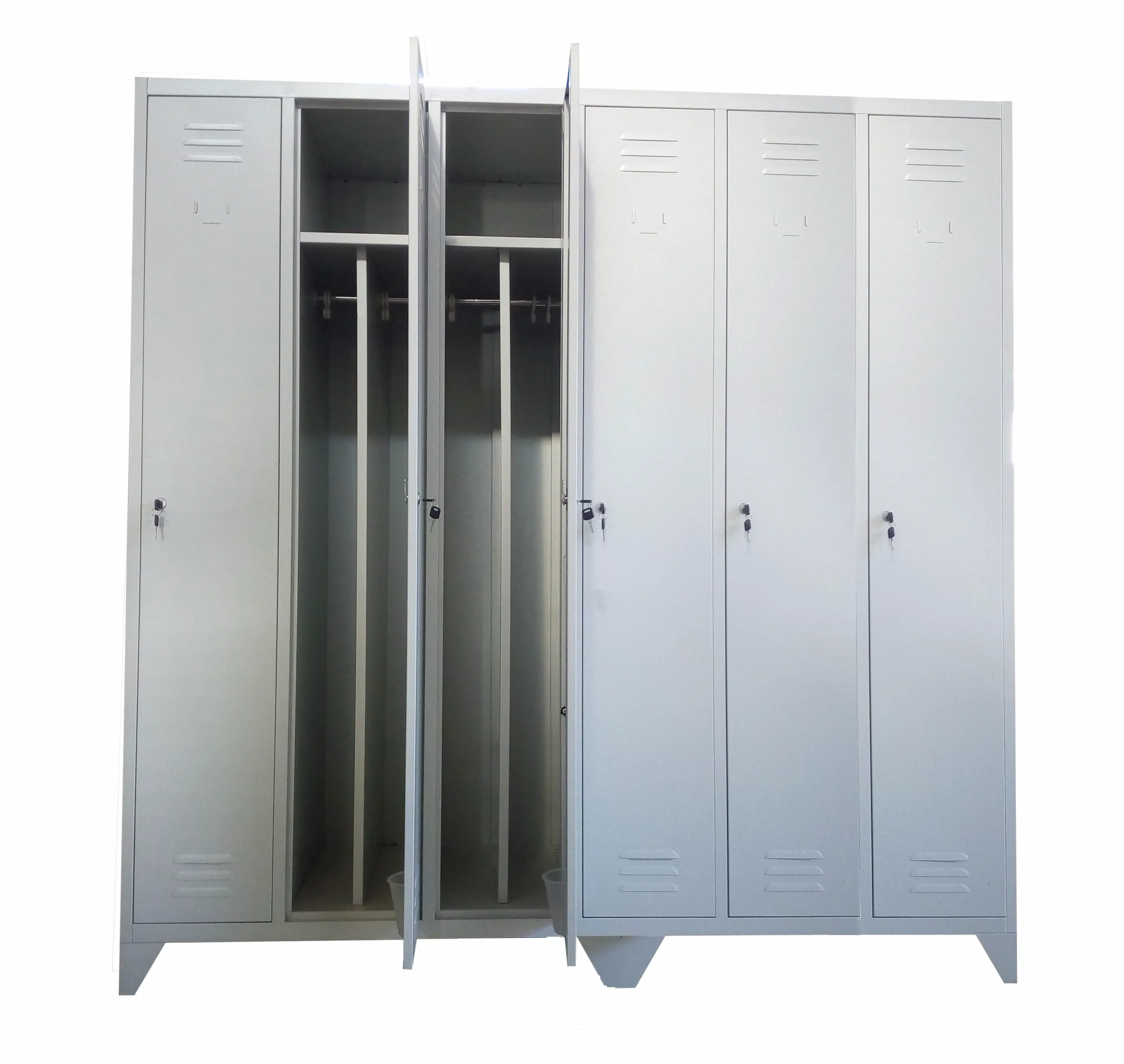 Fled Trading Armadio spogliatoio con divisorio sporco pulito, 6 posti, colore grigio, dim.cm.180x50x180h