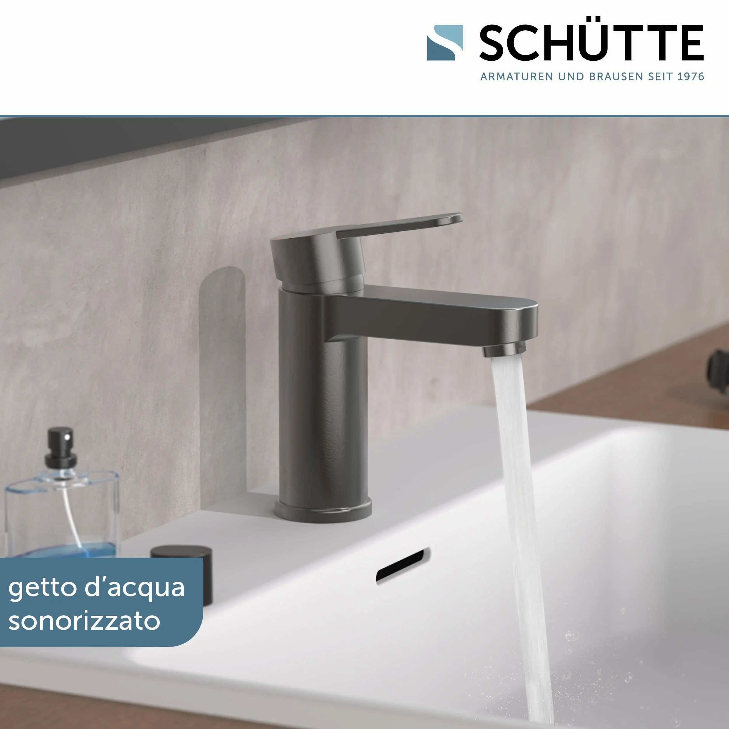 Miscelatore per lavabo Schütte Elephant, elegante miscelatore con rubinetto di scarico per bagno, rubinetto per bagno con scarico a scomparsa, rubinetto per lavabo, grafite opaca, 34212