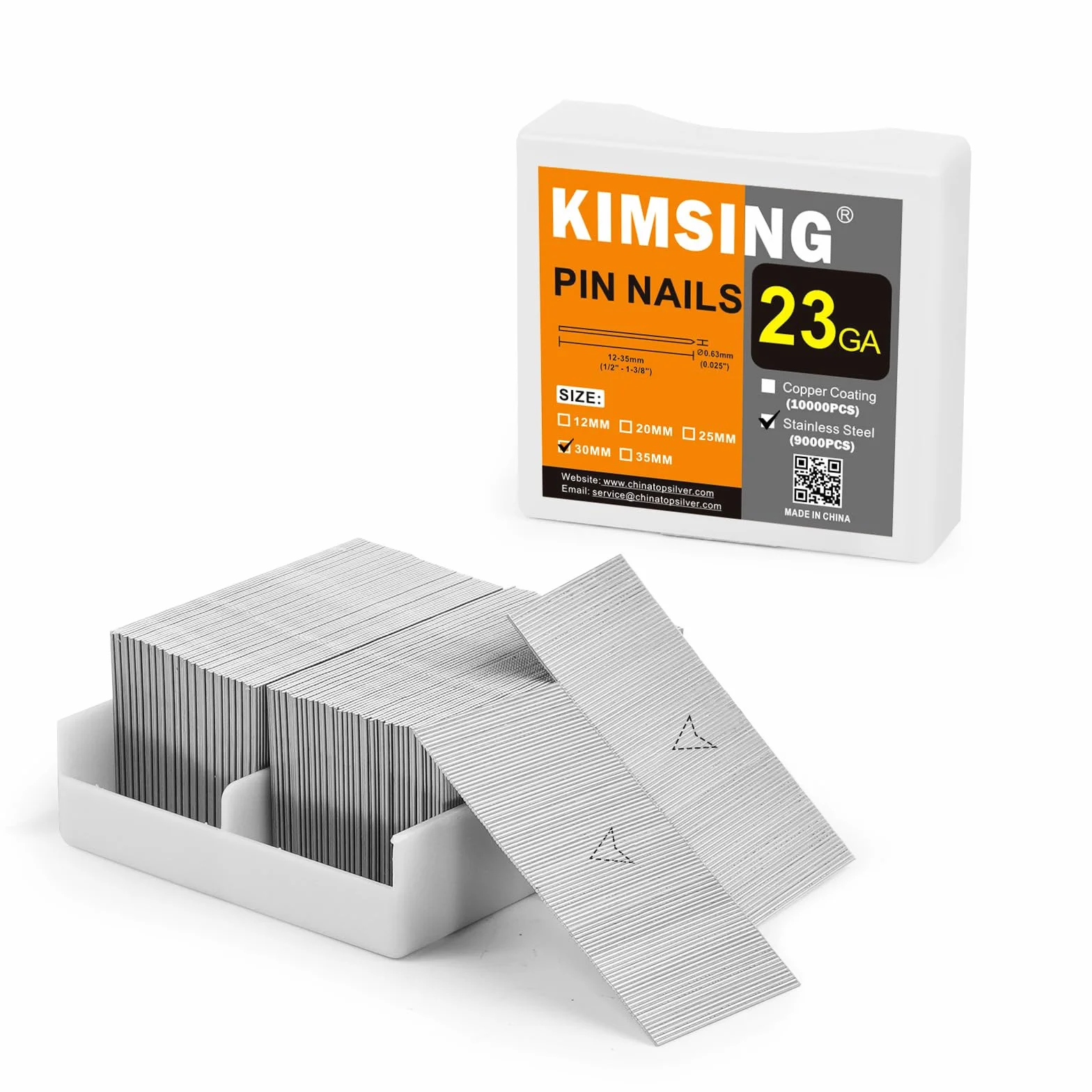 KIMSING Chiodi micro pin acciaio inox calibro 23 30 mm 1-3/16 pollici 9.000 pezzi