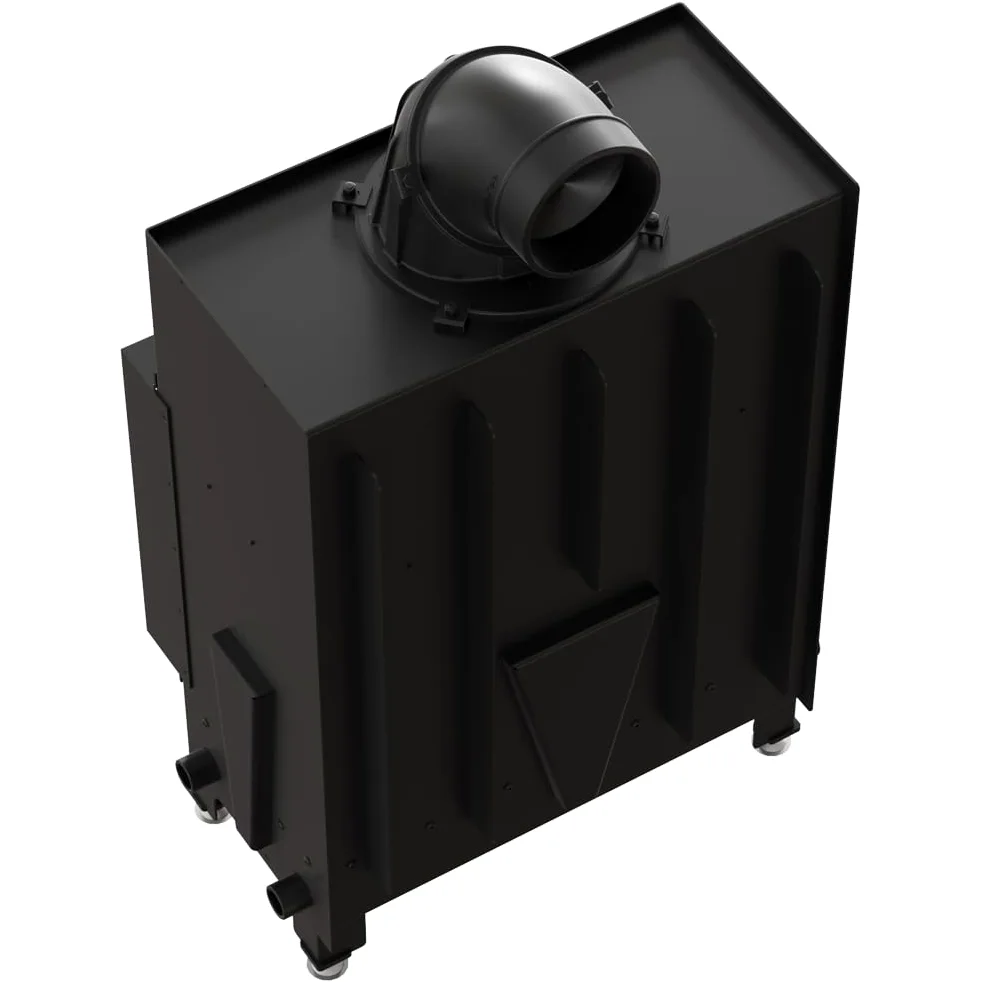 KRATKI Inserto per camino in acciaio a legna FLOKI 8 kW Ø160 frontale A S | Acciaio nero, efficienza 79,7%, classe A. Ecodesign, BImSchV 2; per recupero calore.; combustione efficiente; basse emissioni