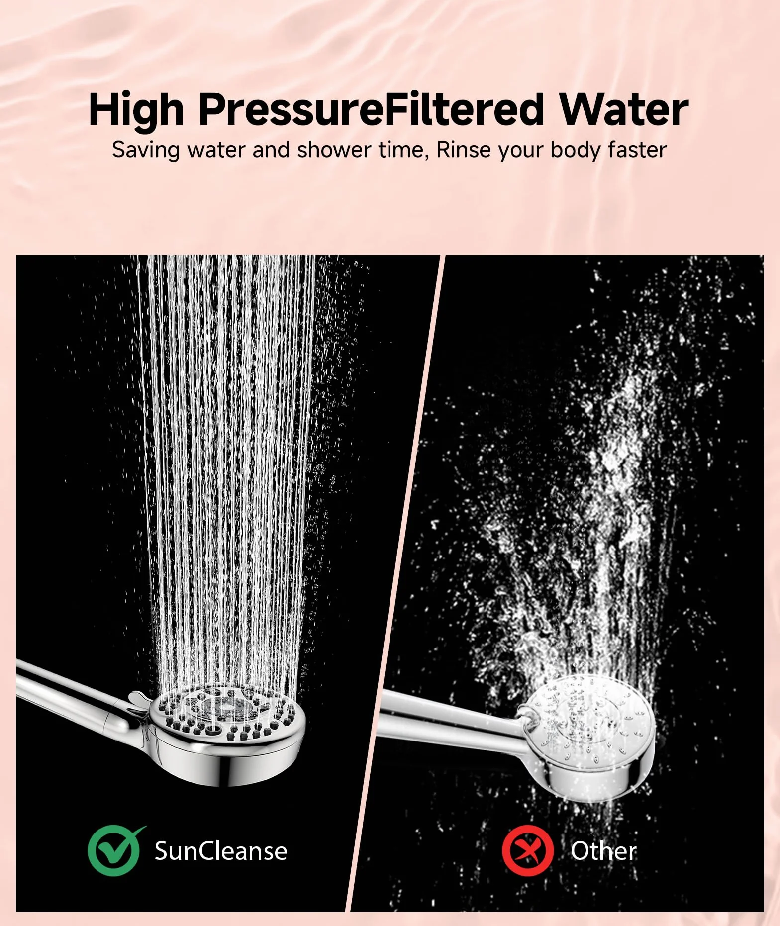 SunCleanse Filtered Shower Head with Handheld, 9-Spray Setting Detachable Showerhead with Filters, Shower Head for Hard Water - Filtered Chlorine, Improve Skin and Hair Texture, Chrome