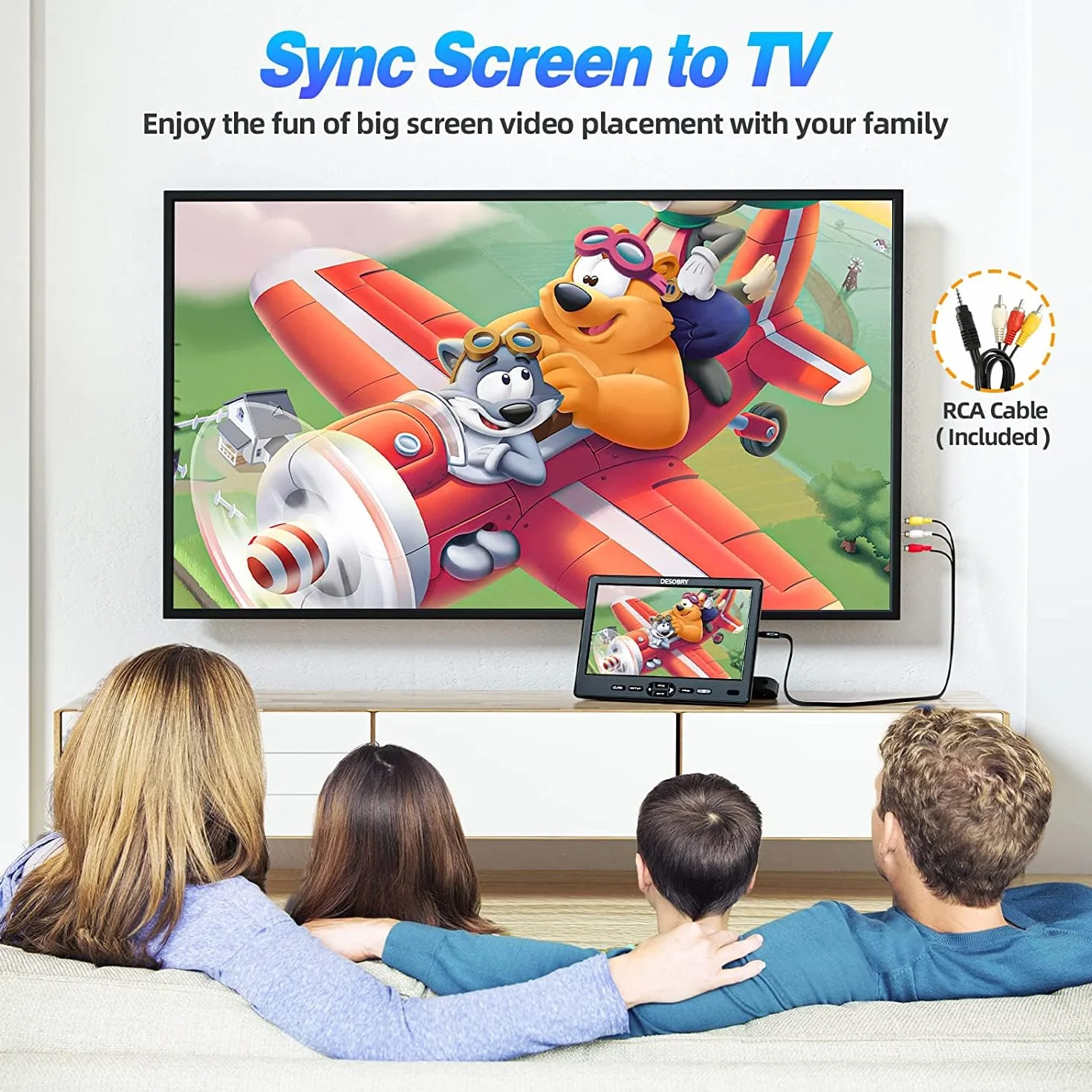DESOBRY Lettore DVD da Poggiatesta per Auto 10,5 pollici 2 monitor poggiatesta 2 cuffie HDMI ingresso AV cavo, bambini TV supporta 1080P, supporto dello schermo auto USB/SD, ultima memoria