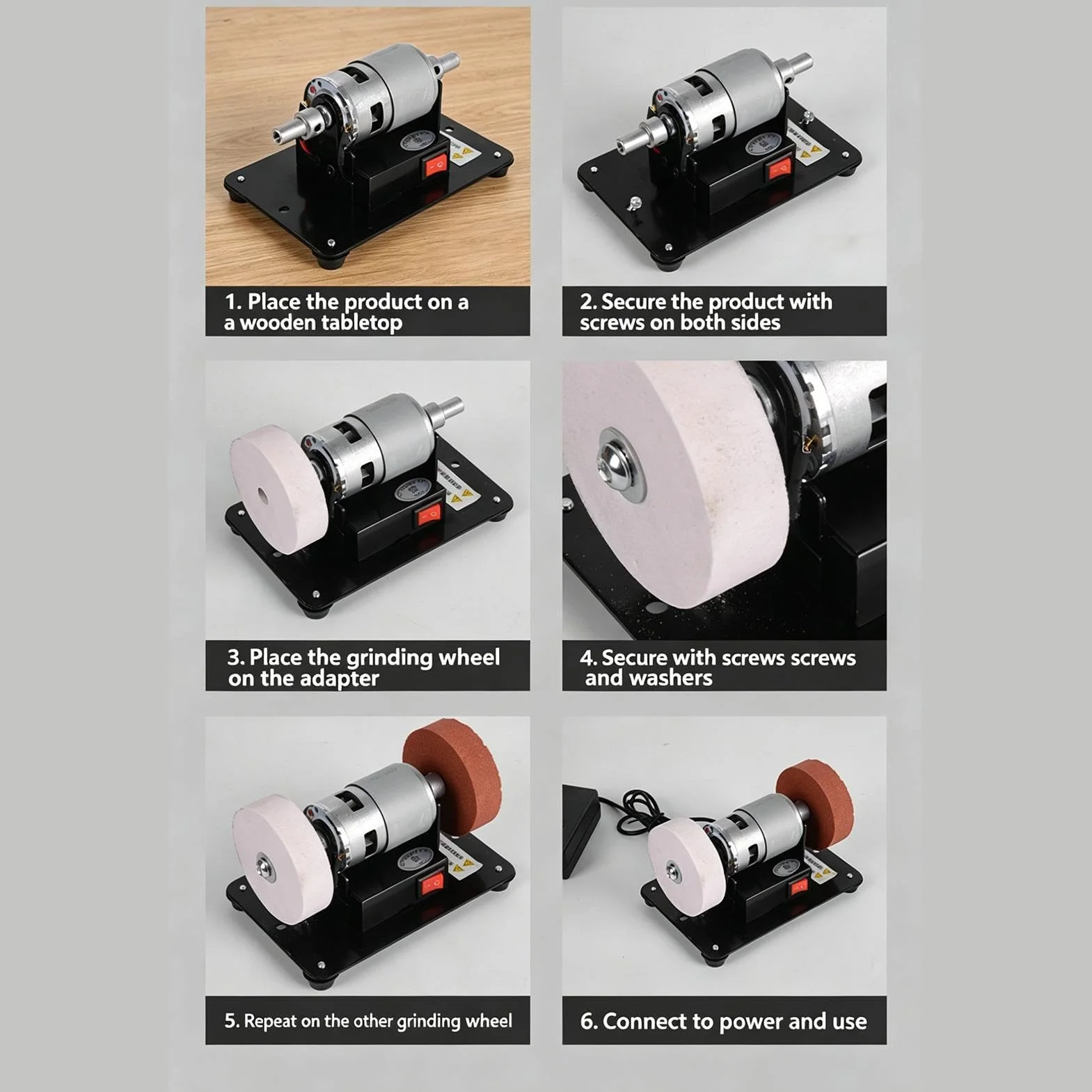 Mini Smerigliatrice Da Banco | 100W 6000 Giri/Min Max Velocità Mini Silenziosa,Levigatrice Lucidatrice Da Tavolo | Per Metallo, Fai Da Te, Lucidatura Gioielli, Levigatura, Modellismo, Incisione