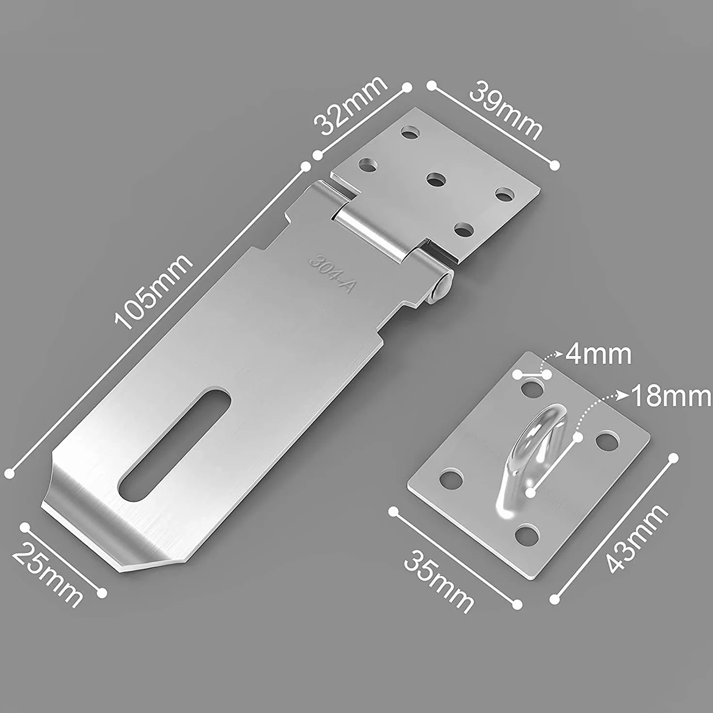 Lucchetto Hasp Acciaio Inox 304 4 Pollici Heavy Duty Serratura 50mm per Porte Armadi Garage