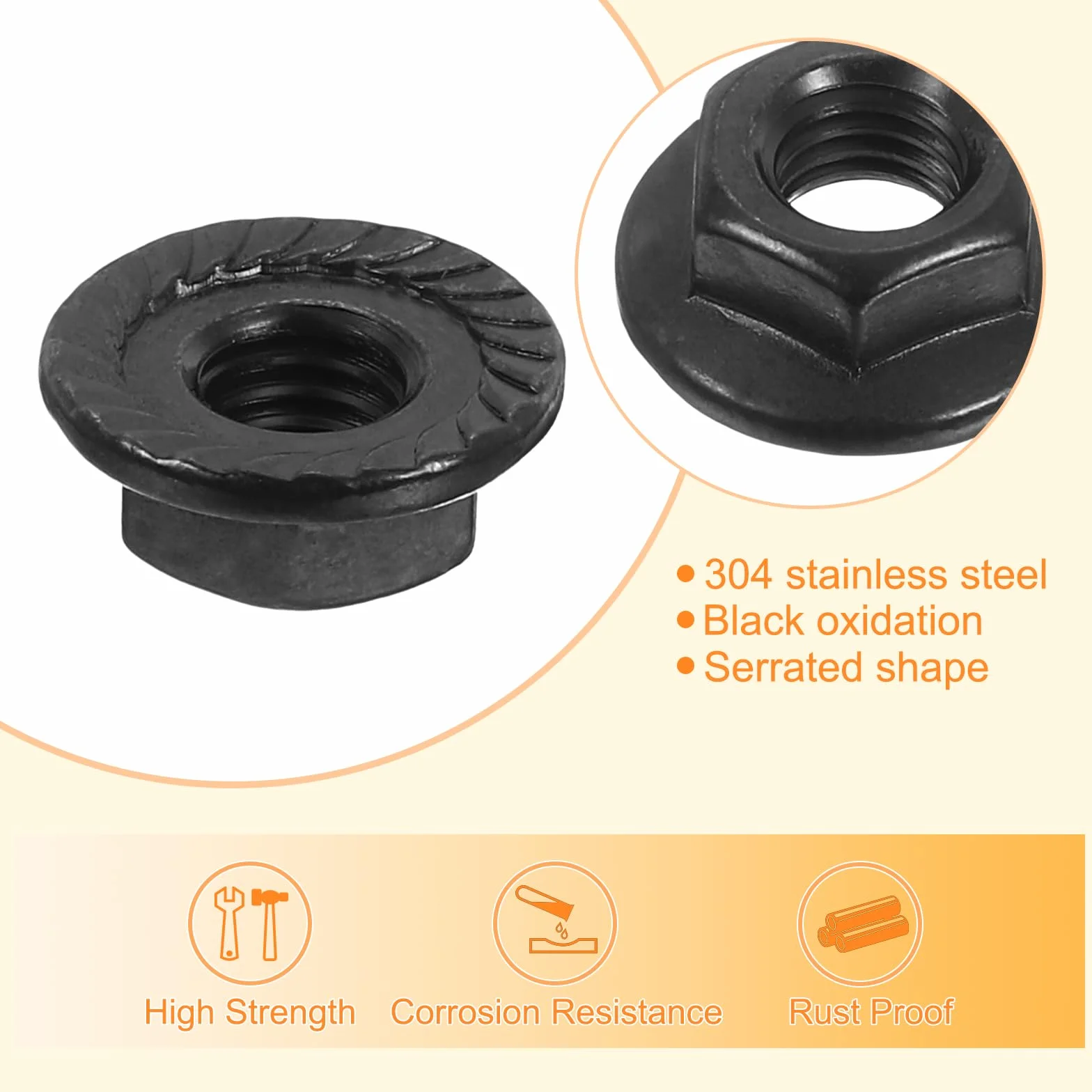 QUARKZMAN Dadi Autobloccanti Esagonali Flangiati M5x0,8mm 20pz Acciaio Inossidabile 304 Nero
