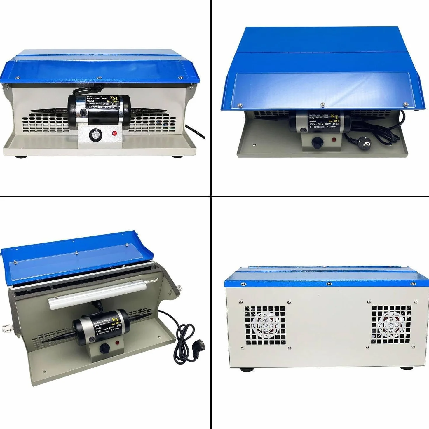 Lucidatrice per Gioielli da Banco con Aspiratore Polvere 200W Luce 0-8000 Giri/min Alluminio Cromo