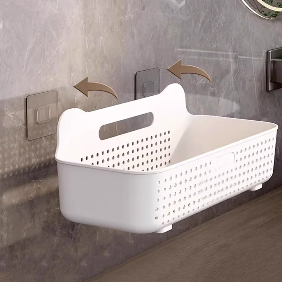 Mensole sospese per il bagno Portaoggetti da doccia in plastica, organizer da parete for doccia con 6 ganci, cestino portaoggetti da doccia senza foratura for bagno, cucina, lavanderia, balcone Access