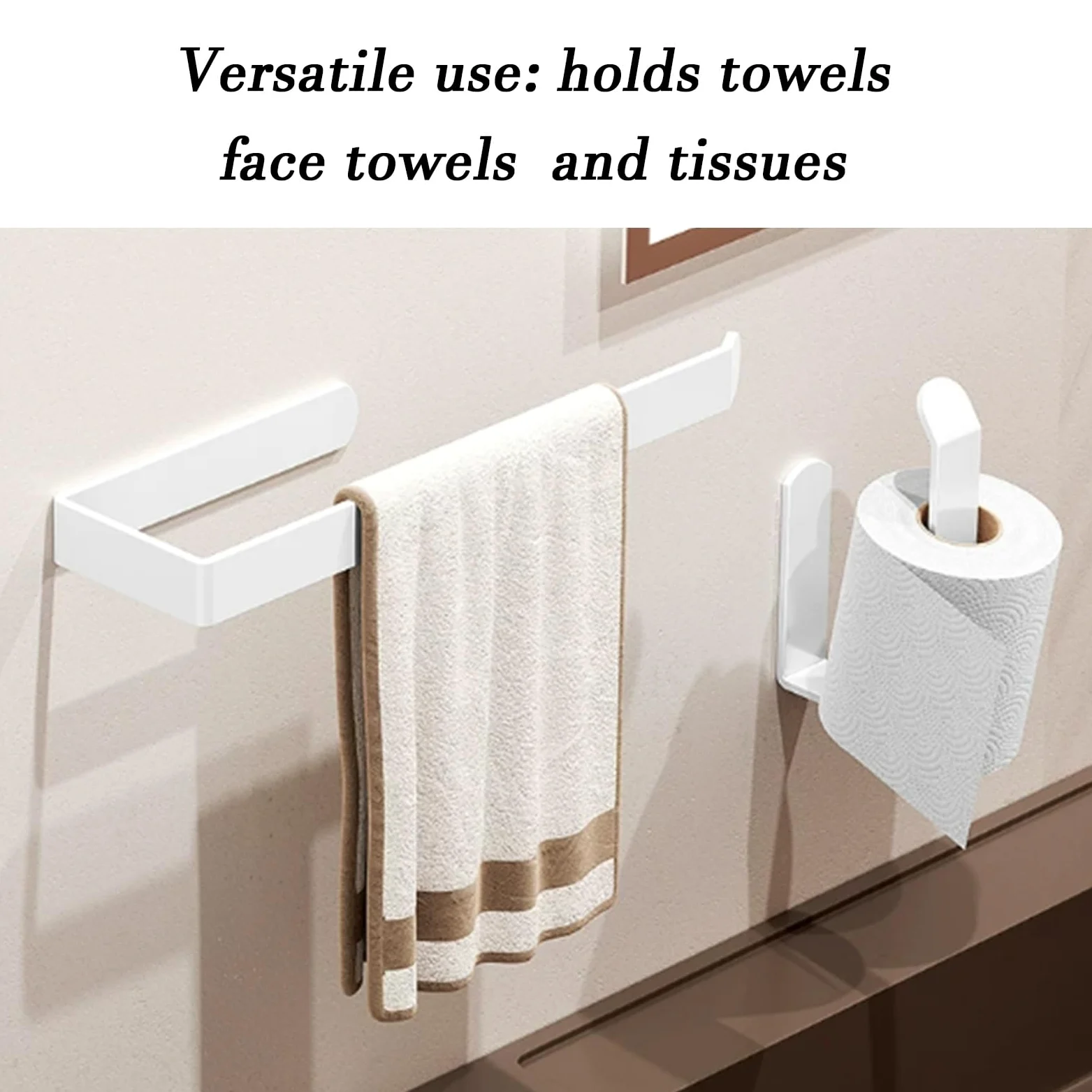 Porta carta igienica da parete, installazione adesiva, supporta fino a 10 kg, ideale per bagno e cucina, design senza fori, dimensioni compatte