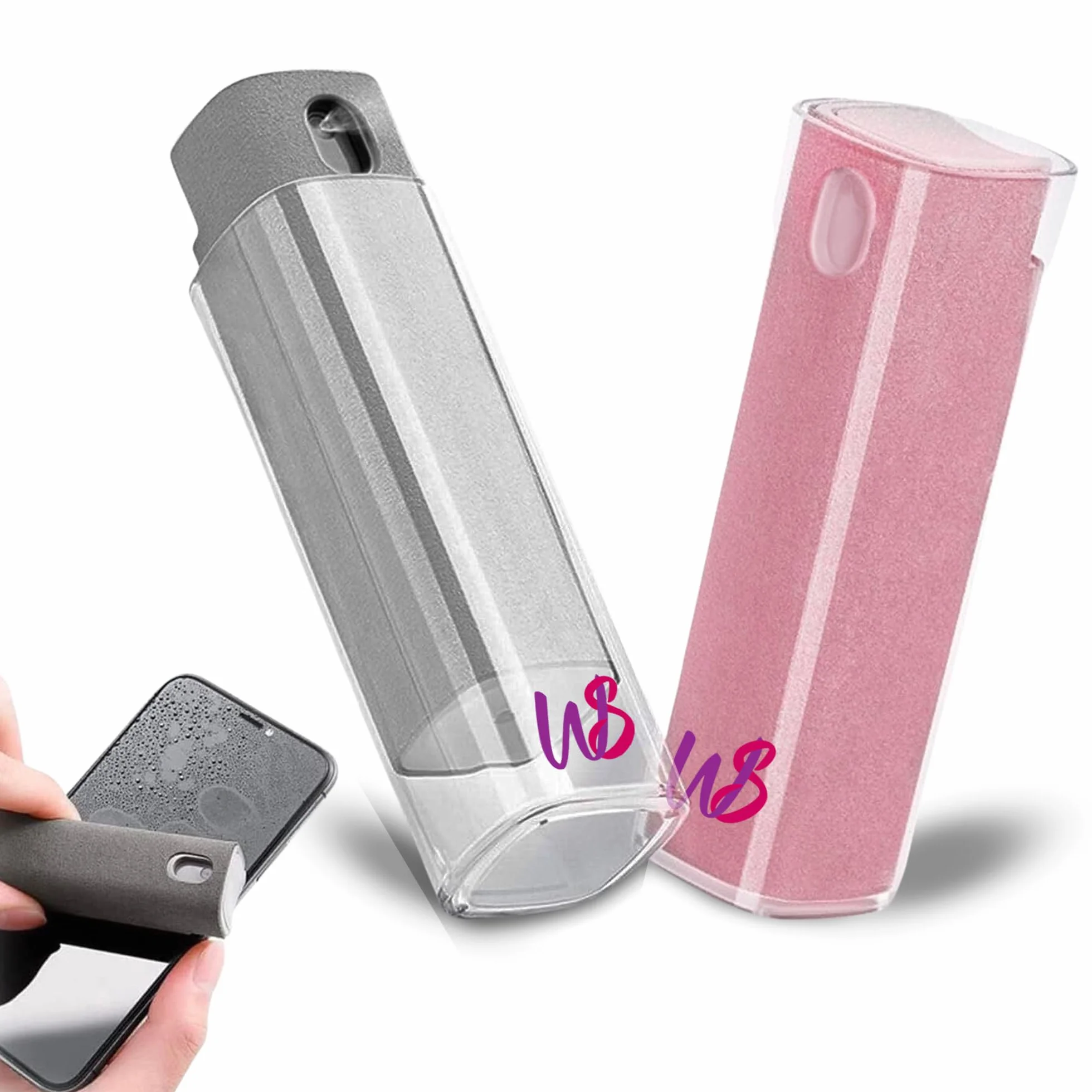 Confezione da 2 pulitori per schermo mobile/PC/TV/iPad/MacBook con panno in microfibra, 2 in 1 pulitore, spruzza e strofina, spruzza e pulisci il tuo schermo all'istante, ricaricabile.