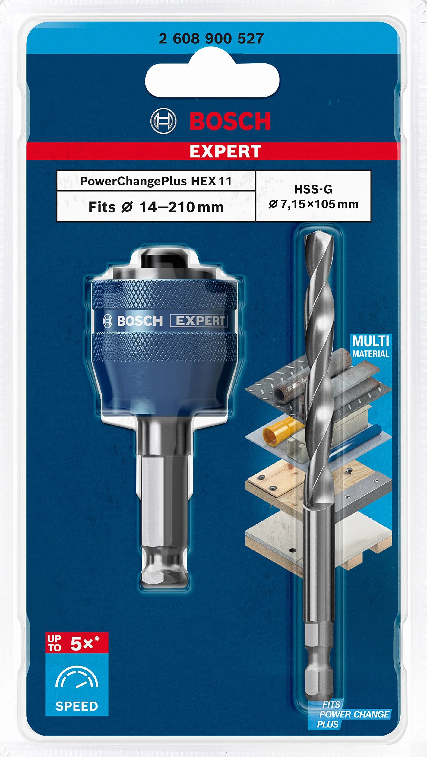 Bosch Professional Adattatore per Sistema di Seghe a Tazza Expert Power Change Plus Ø 7.15 mm