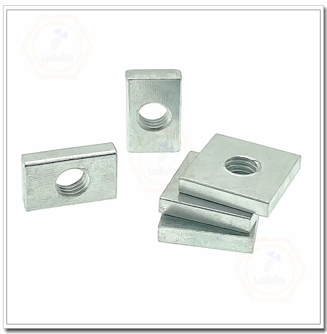 Dadi Quadrati Rettangolari M6x13x16x2mm Acciaio al Carbonio Zincato 40pz