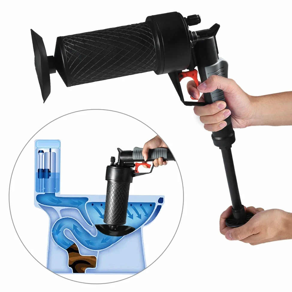Yosoo – Sturalavandini professionale, pompa a vuoto, in plastica, pistola con ventosa, per WC e Déboucheur Noir