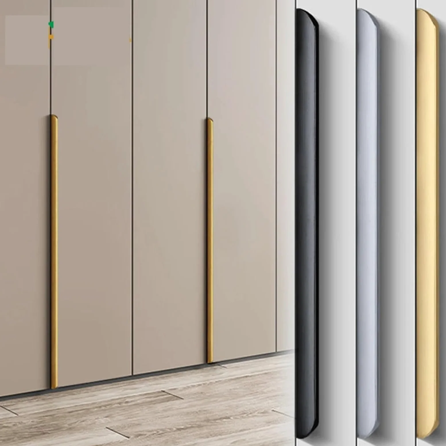 Maniglie per mobili nascoste Moderne in Lega di Alluminio Nero Dorato, pomelli per cassetti e armadietti da Cucina, Maniglie per Ante di armadietti, 1 Pezzo, Lunghezza 10