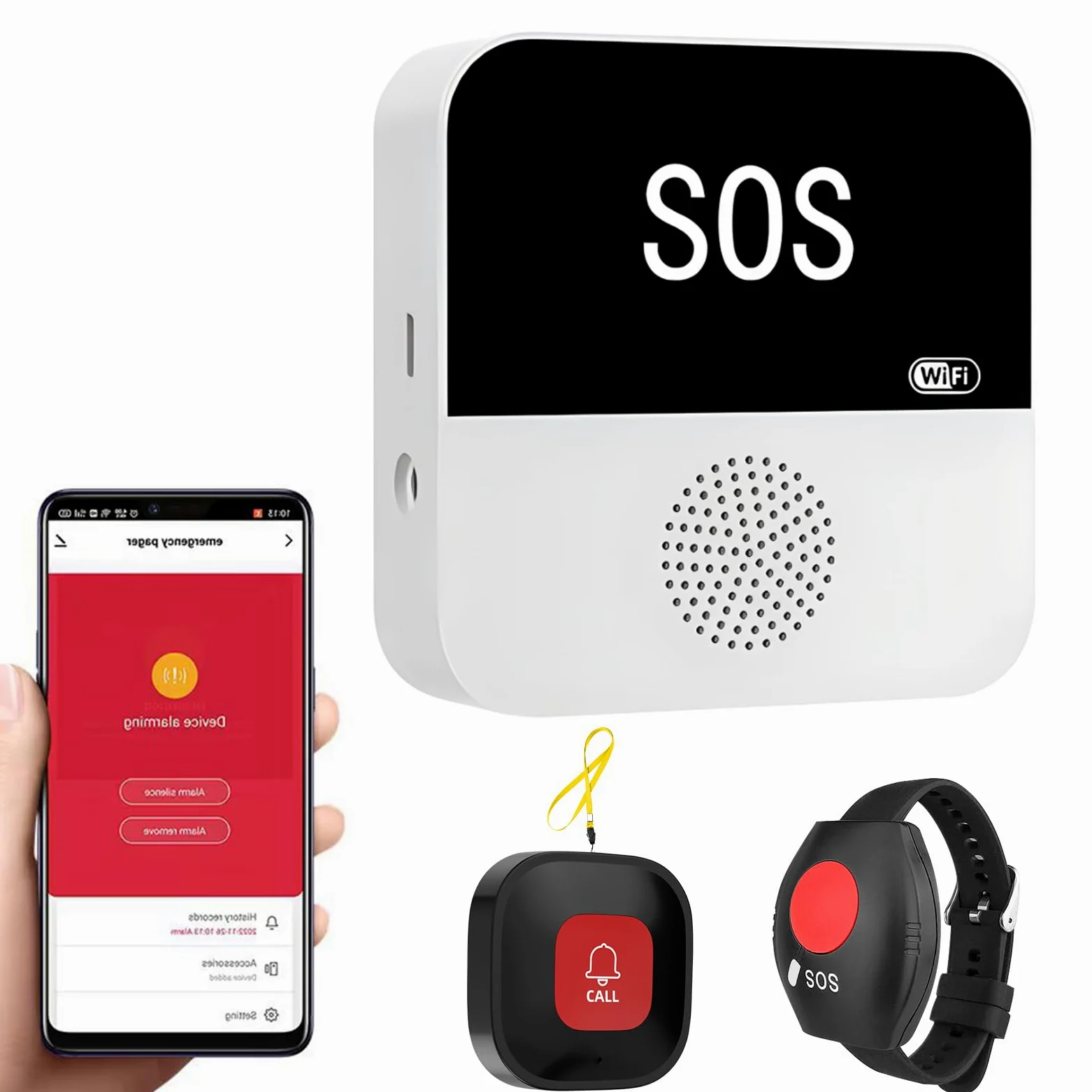 Pulsante di Emergenza per Anziani,Wireless Sistema di Chiamata di Emergenza | Bracciale di Emergenza per Anziani, Pulsante di Chiamata WiFi Caregiver Pager, Per Pazienti Anziani, Disabili, Bambini