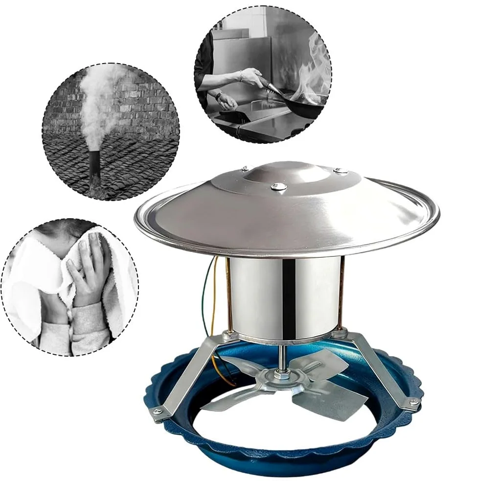 Ventilatore per camino, ventola di scarico per stufa a legna, 120 W, silenzioso, in acciaio inox, facile da installare, per caldaia, forno