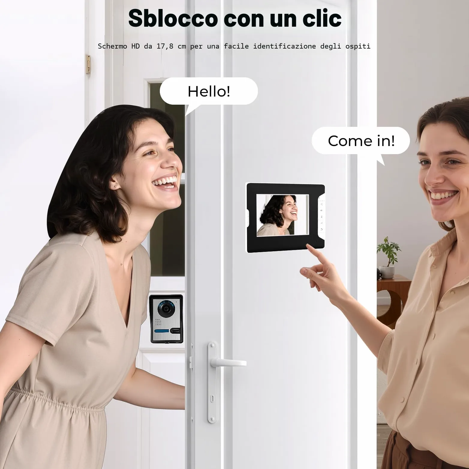 Videocitofono cablato, monitor HD, visione notturna e vivavoce, in alluminio, resistente alle intemperie, facile da installare per casa/ufficio, rettangolare, nero/bianco