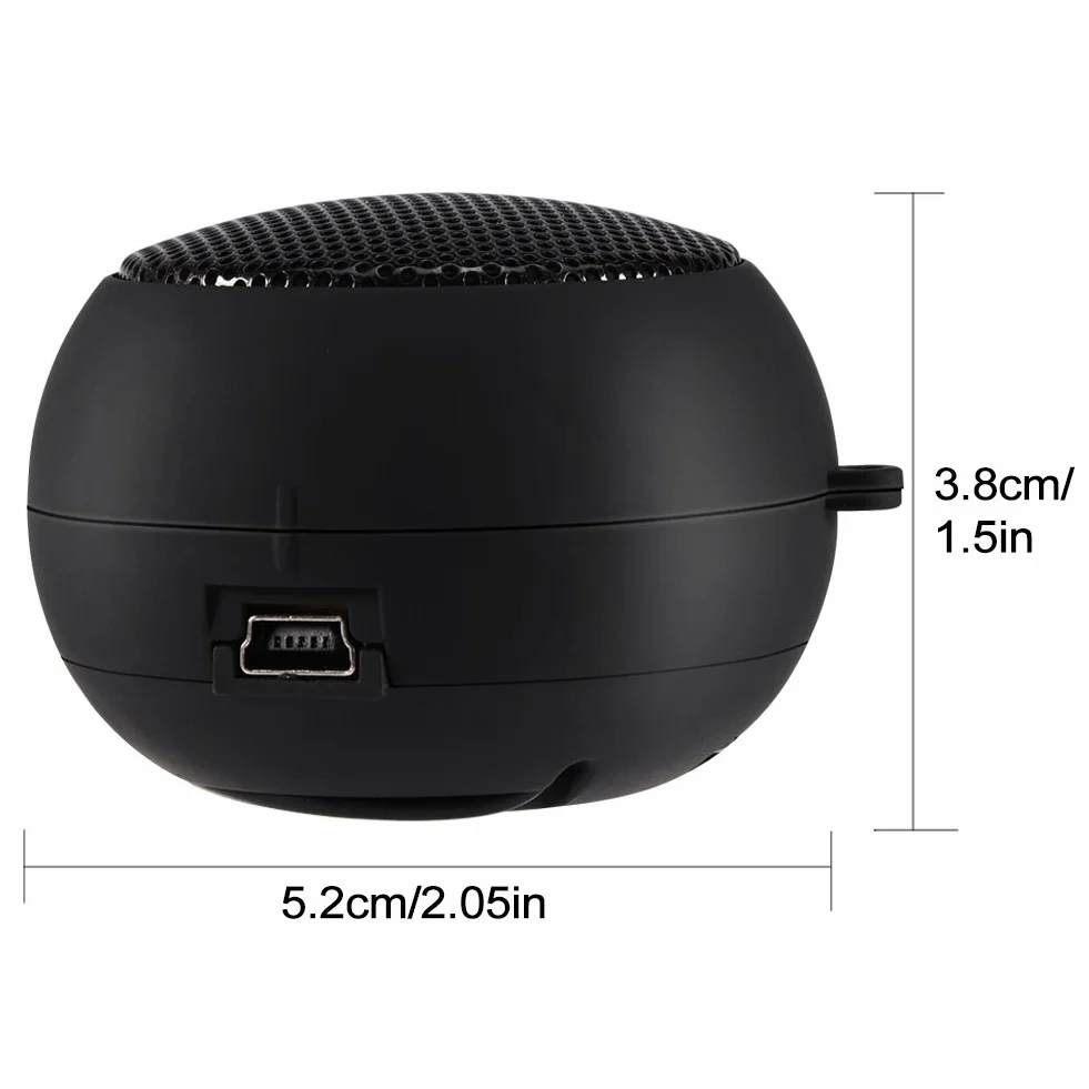 Mini altoparlante da viaggio retrattile da 3,5 mm, con cavo USB per MP3, telefoni cellulari, PC, ecc. (nero)