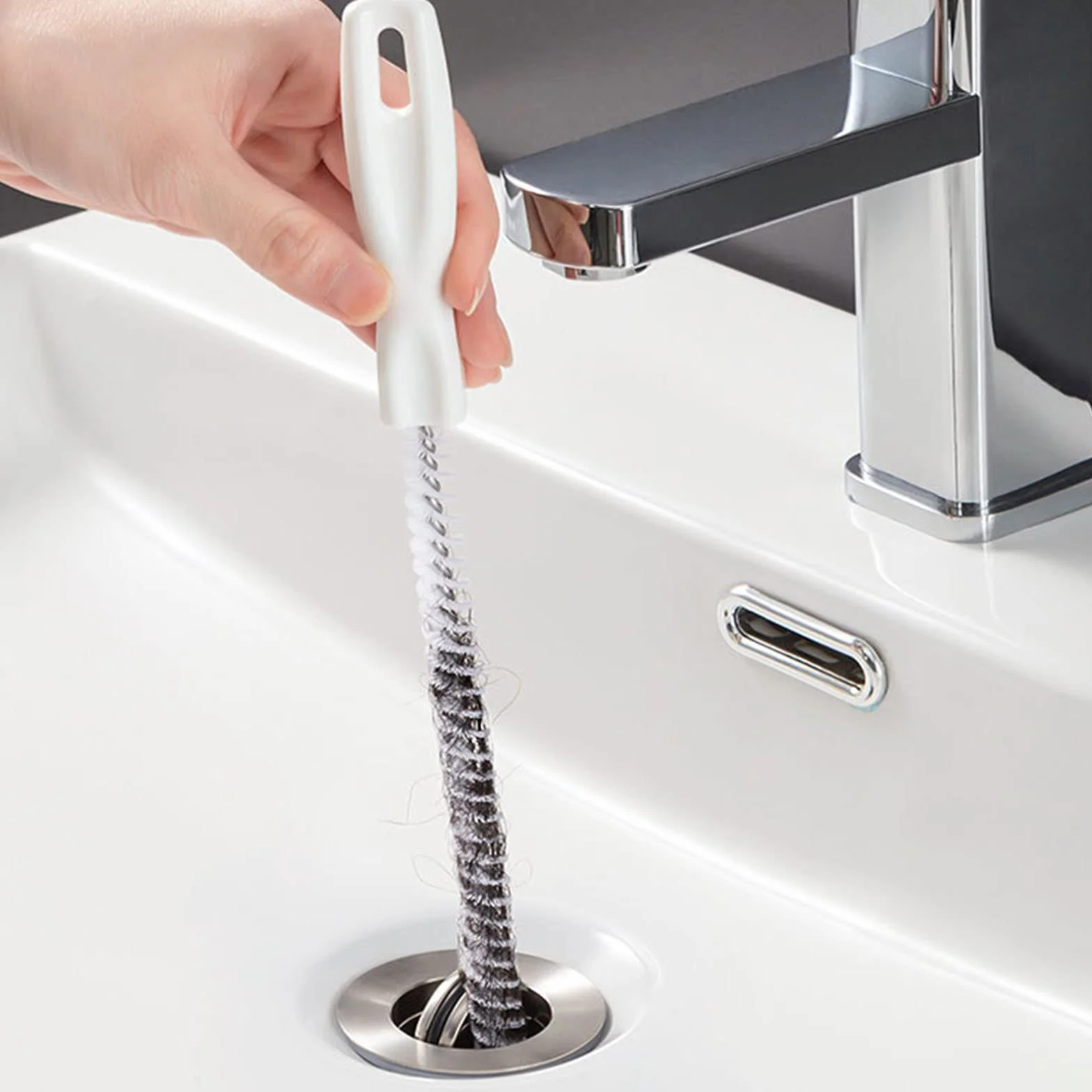 KEYRI Spazzola di pulizia per lavello 45cm Stura lavandini e Scarichi 2 Pezzi
