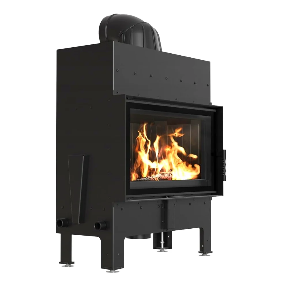 KRATKI Inserto per camino in acciaio a legna FLOKI 10 kW Ø200 frontale A+ | Acciaio nero, efficienza 83,6%, classe A+. Ecodesign, BImSchV 2; per recupero calore.; combustione efficiente; M fi