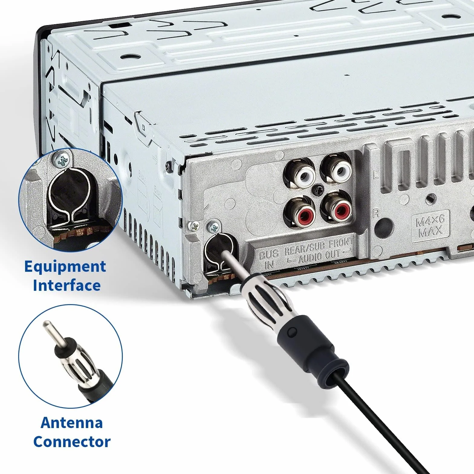 Bingfu Adattatore Antenna Autoradio Interna Antenna Elettronica Amplificata Radio Auto Universale ANT-309 Adattatore DIN 88Mhz-110Mhz Parabrezza Adesiva 3M Cavo