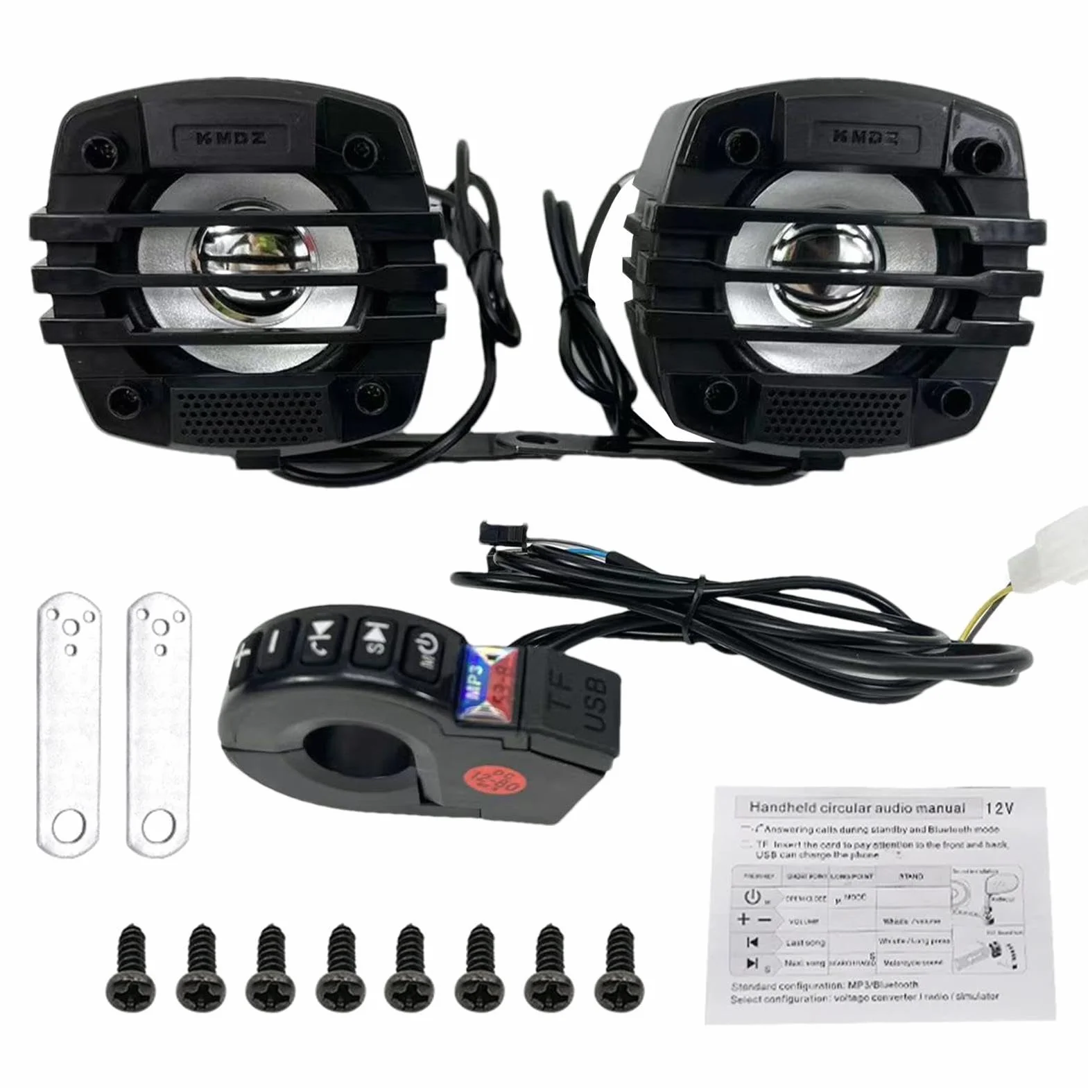 Altoparlanti per moto,stereo per moto - Altoparlanti portatili per montaggio su manubrio Suono - Stereo per moto, amplificatore radio resistente alle intemperie, di amplificazione audio per esterni