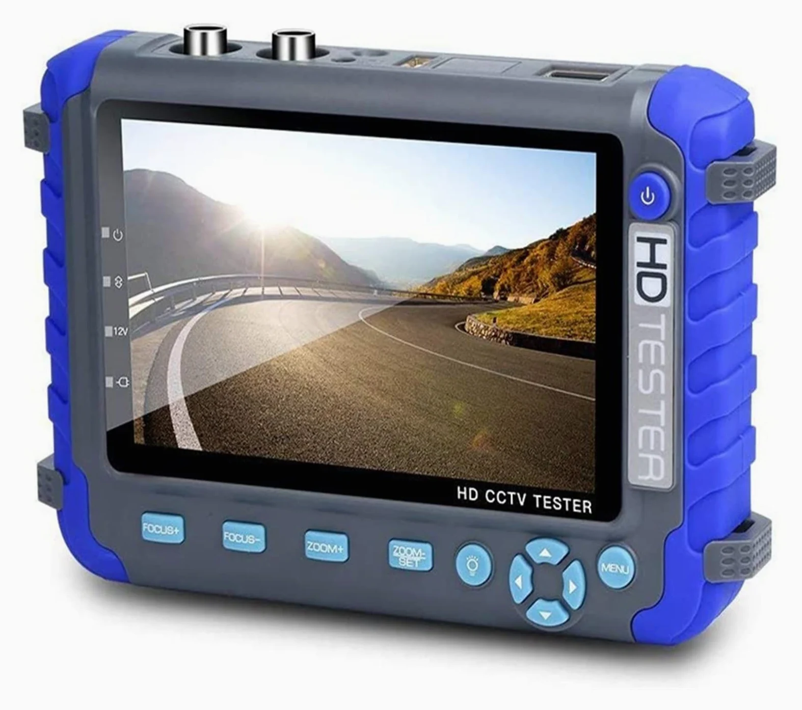 Tester CCTV 4 in 1 da 5 pollici, tester for videosorveglianza AHD TVI CVI Supporta 8MP, tester CCTV portatile for telecamera con uscita DC12V