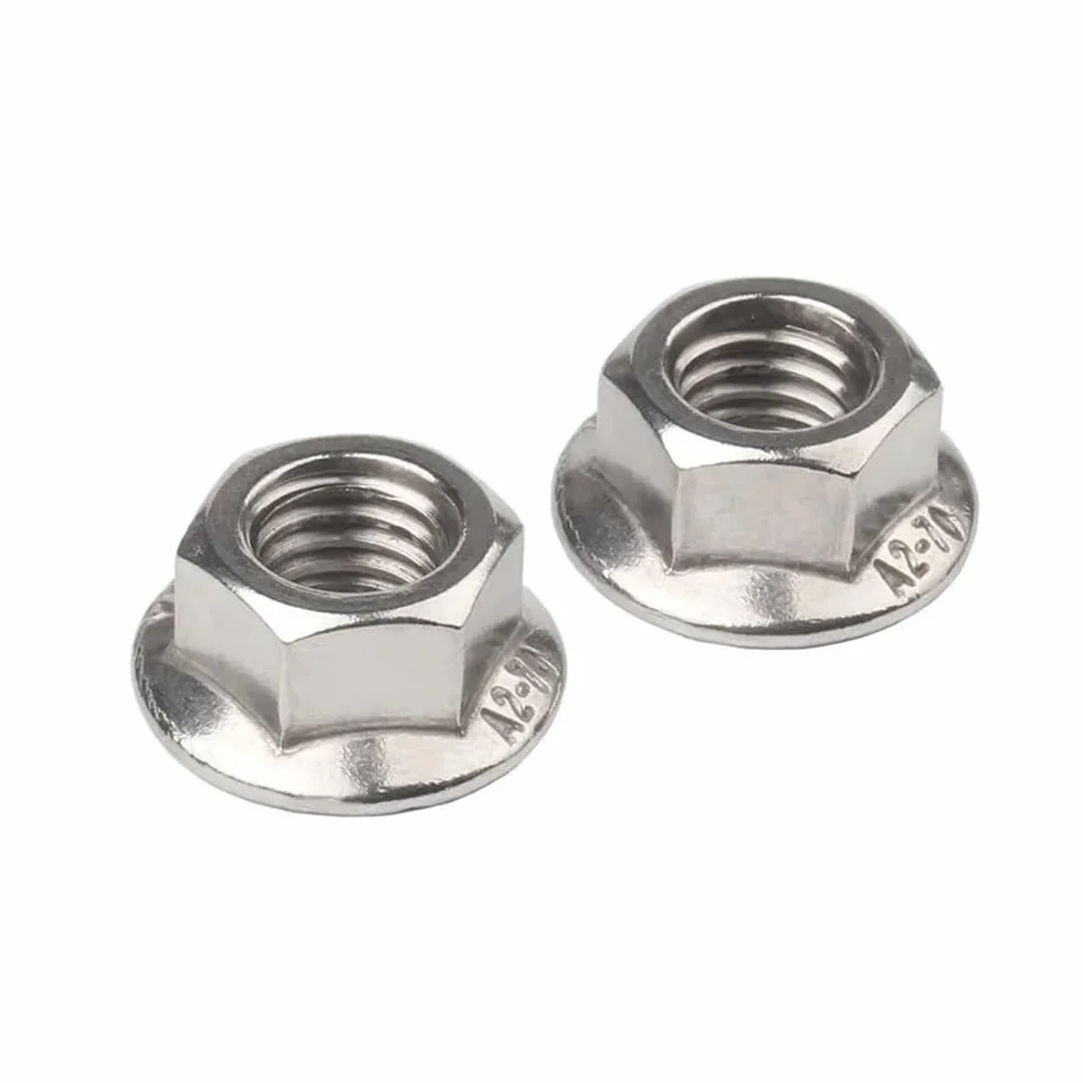 Dado flangiato esagonale M2.5-M20 acciaio inossidabile 304, dado di bloccaggio dentellato M10x1.25 Fine 5 pezzi