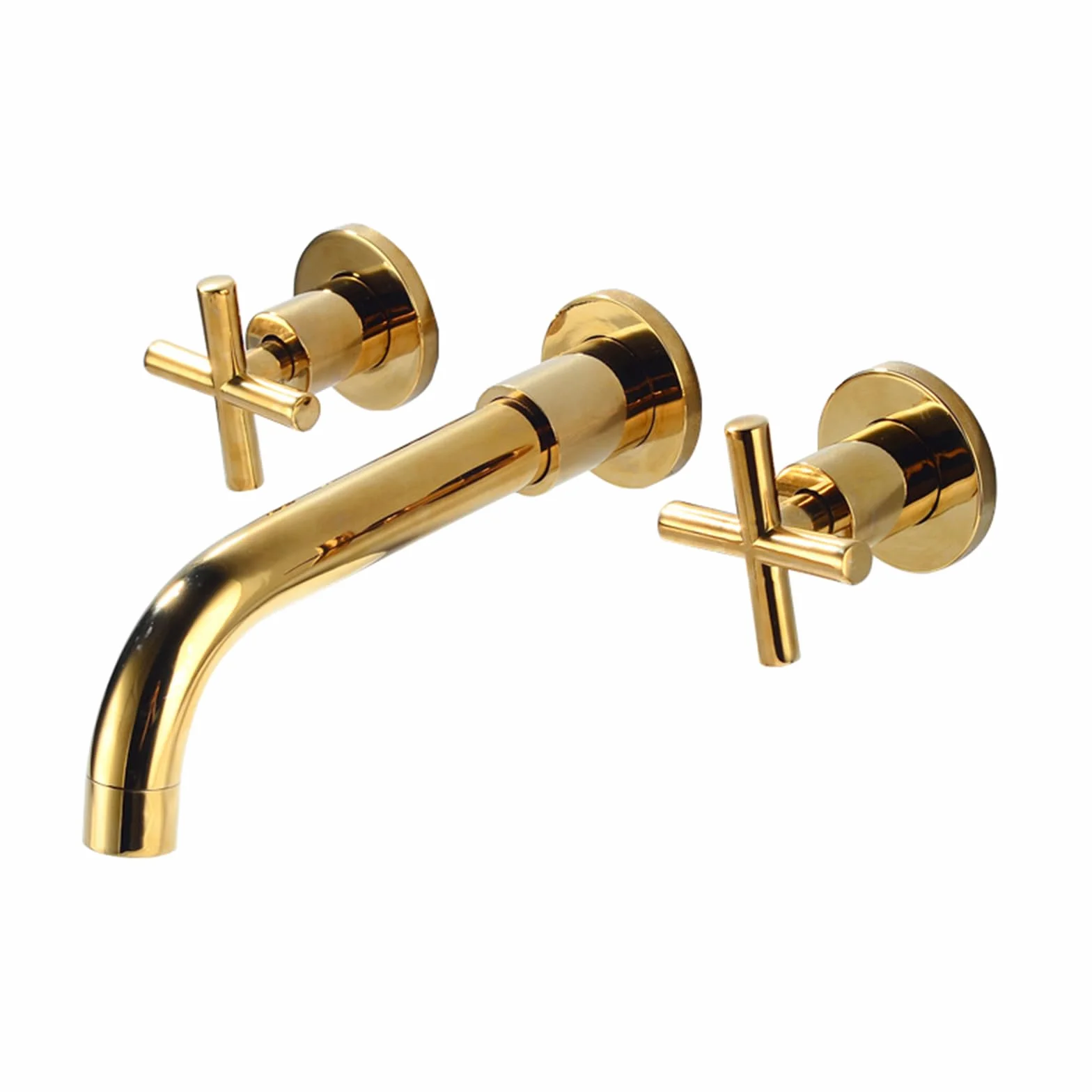 Rubinetti Bagno a Croce Rubinetto da Muro Girevole 360° Miscelatore Lavabo in Ottone Oro