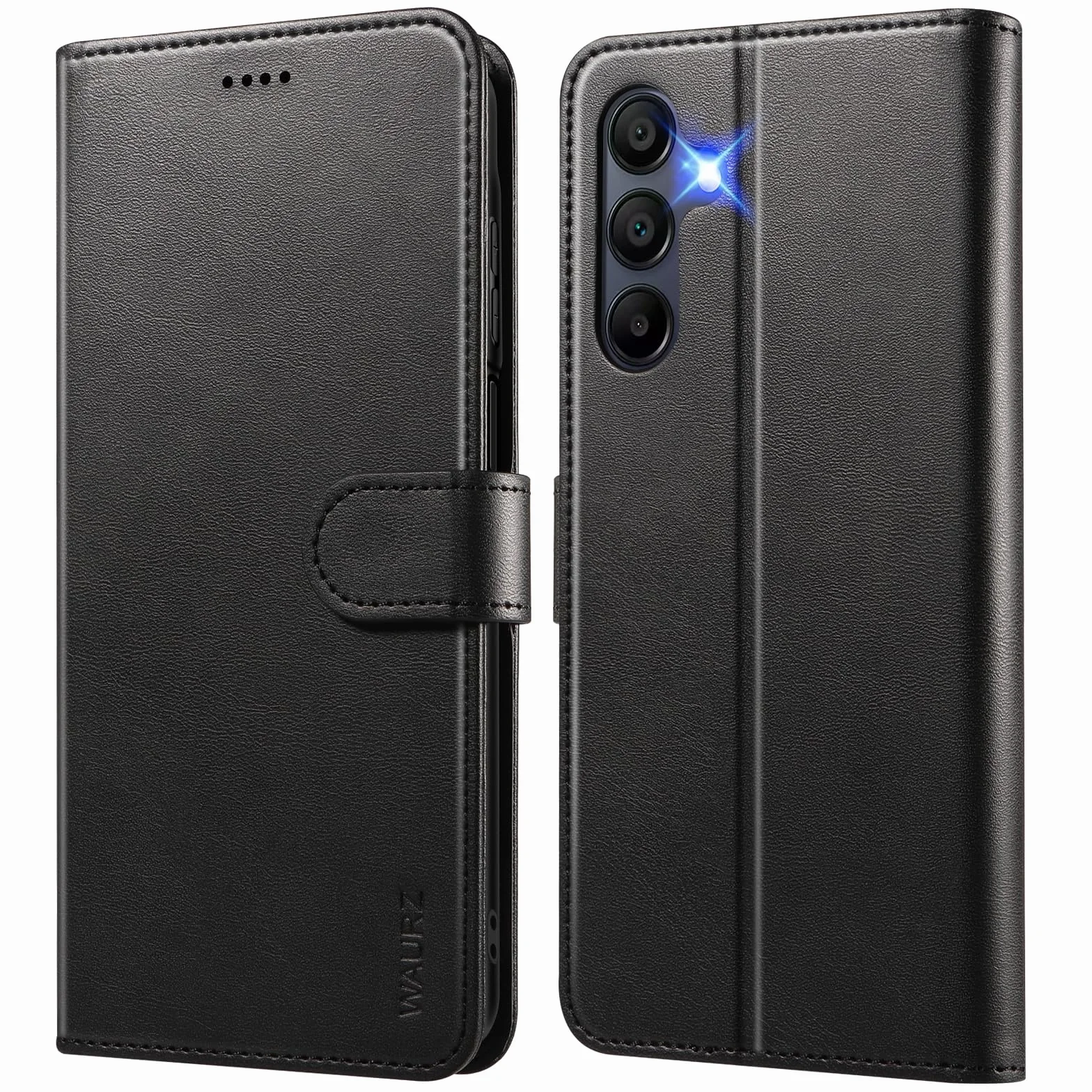 Cover per Samsung Galaxy A56 5G Custodia Cover Pelle Libro con 2 Pellicola Vetro Temperato Protezione Schermo Portafoglio Porta Carte Antiurto Cuoio Flip Case Custodia Cover,Nero