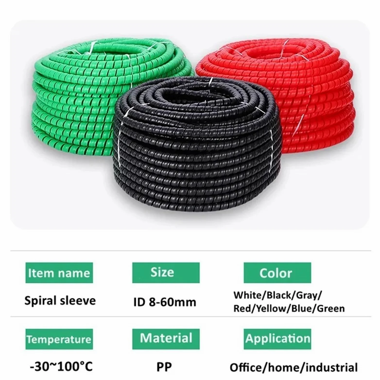 Proteggi cavo flessibile for linea olio con avvolgimento a spirale 3 metri(Blue,ID 28mm)