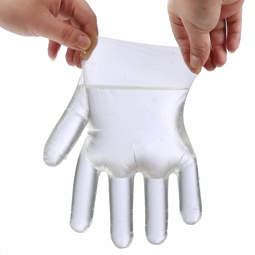 Guanti usa e getta in plastica trasparente in polietilene PE 2000 pezzi per cucinare, pulire, tinte capelli