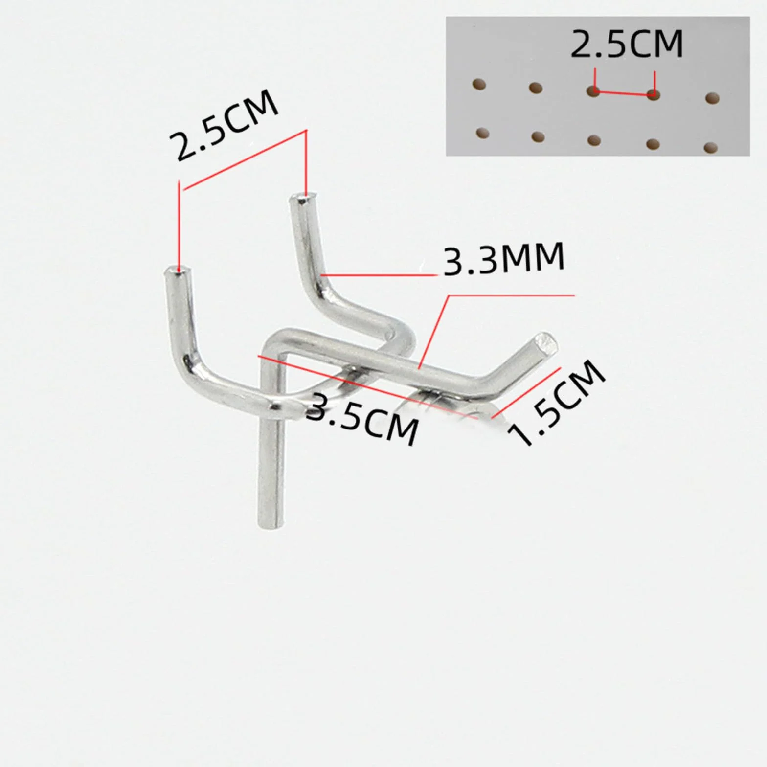 Ganci Singoli per Pannelli Forati in Metallo 50pcs (3.5cm, 8.5cm)