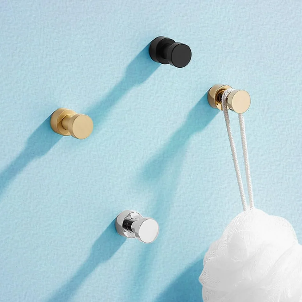 Gancio da parete in ottone Nastro dorato Nero Cucina creativa Gancio da bagno per accappatoio Appendiabiti Asciugamano Portachiavi Porta abiti Decorativo per la casa, Oro spazzolato 5 ganci, A