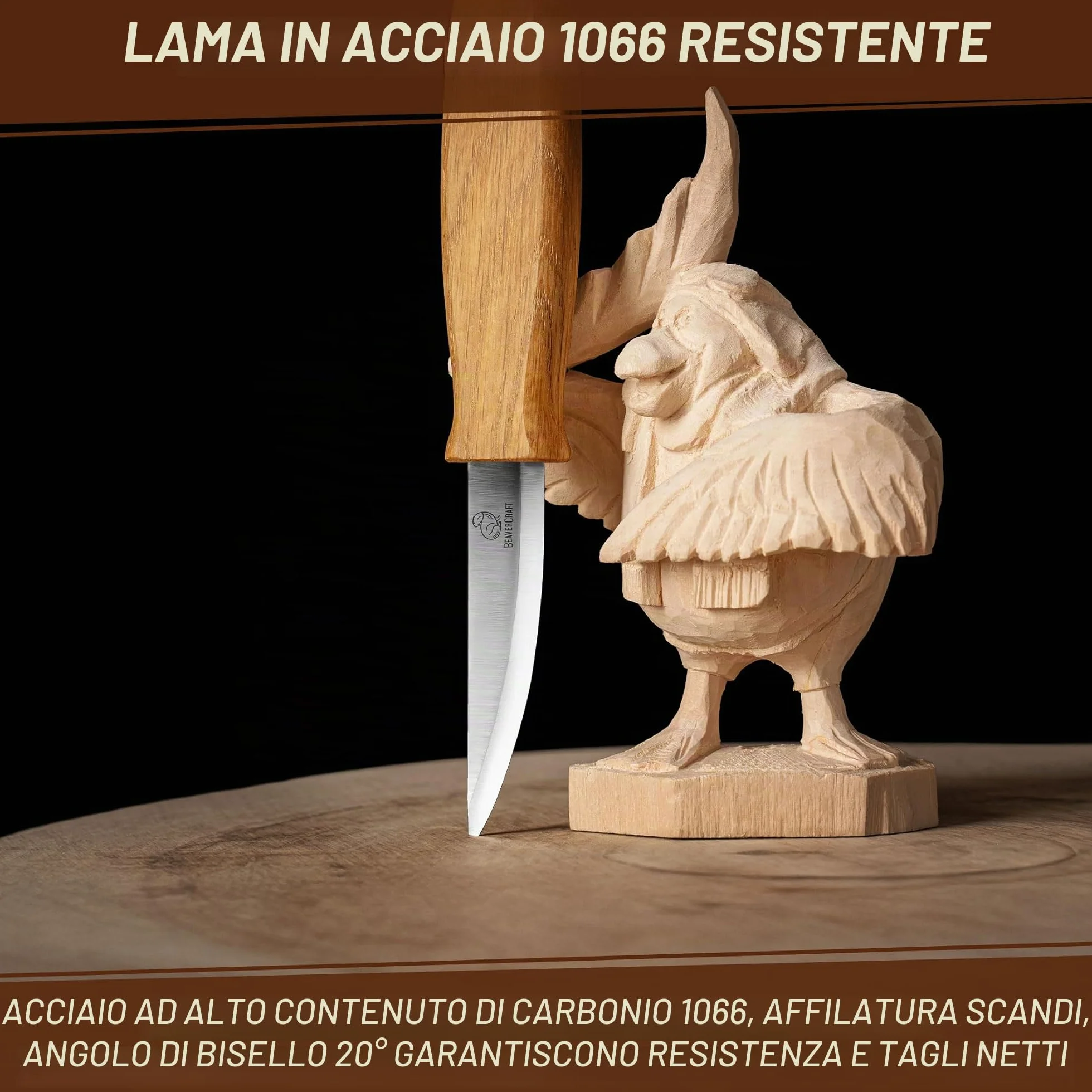 BeaverCraft C4 Coltello per Intaglio del Legno Sloyd per Sgrossatura