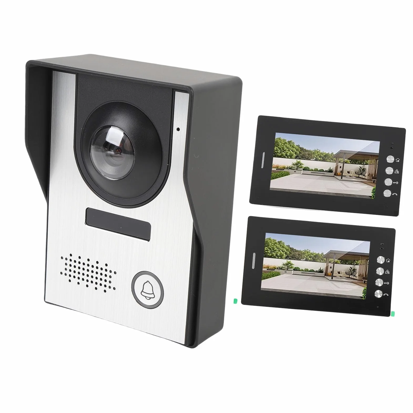 banapoy Videocitofono 7" con Display 2 Monitor, Conversazione Bidirezionale (Spina europea)