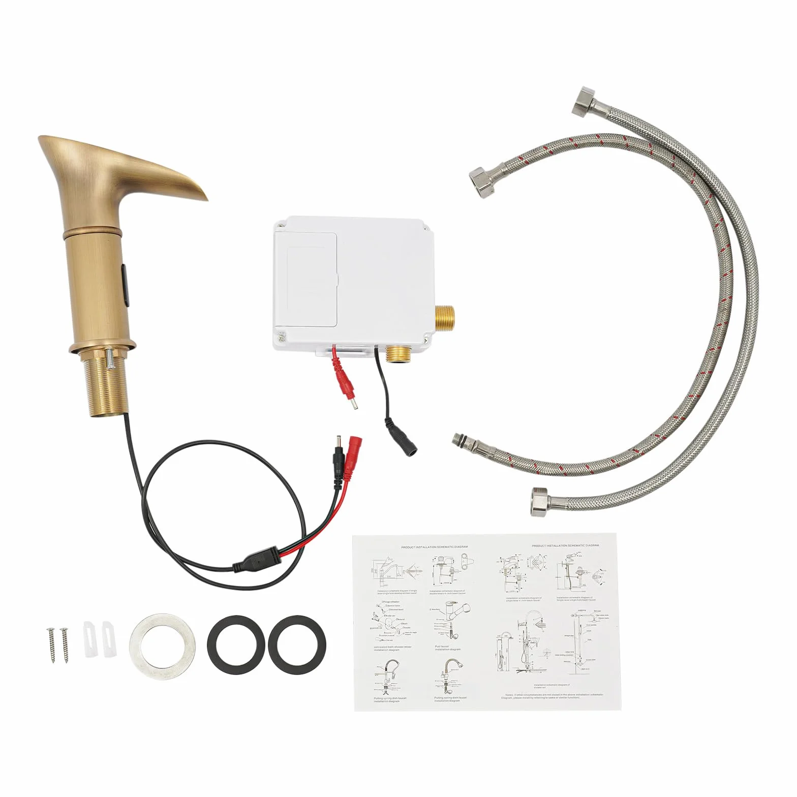 Rubinetto con sensore a infrarossi a cascata per lavabo cucina altezza erogatore 100 mm oro