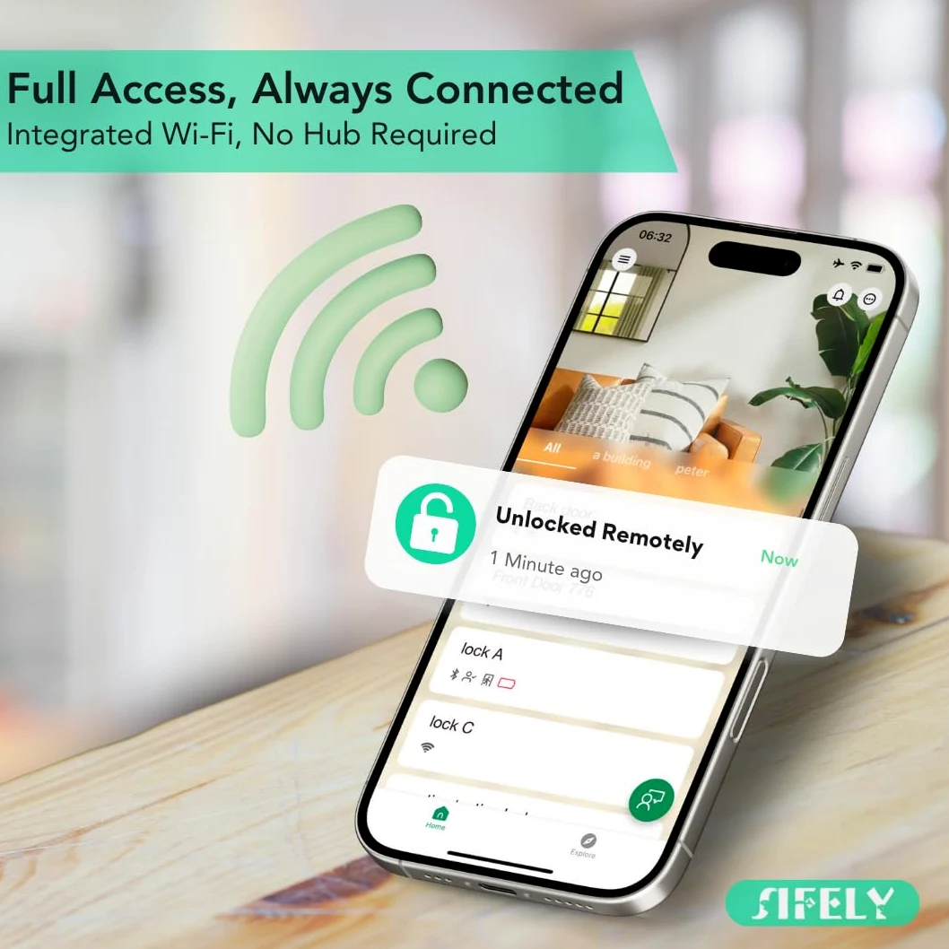 Serratura intelligente WiFi integrata con tastierino: serratura Sifely Keyless Entry, tastiera digitale, catenaccio elettronico con accesso a impronte digitali e codice, blocco automatico, facile da