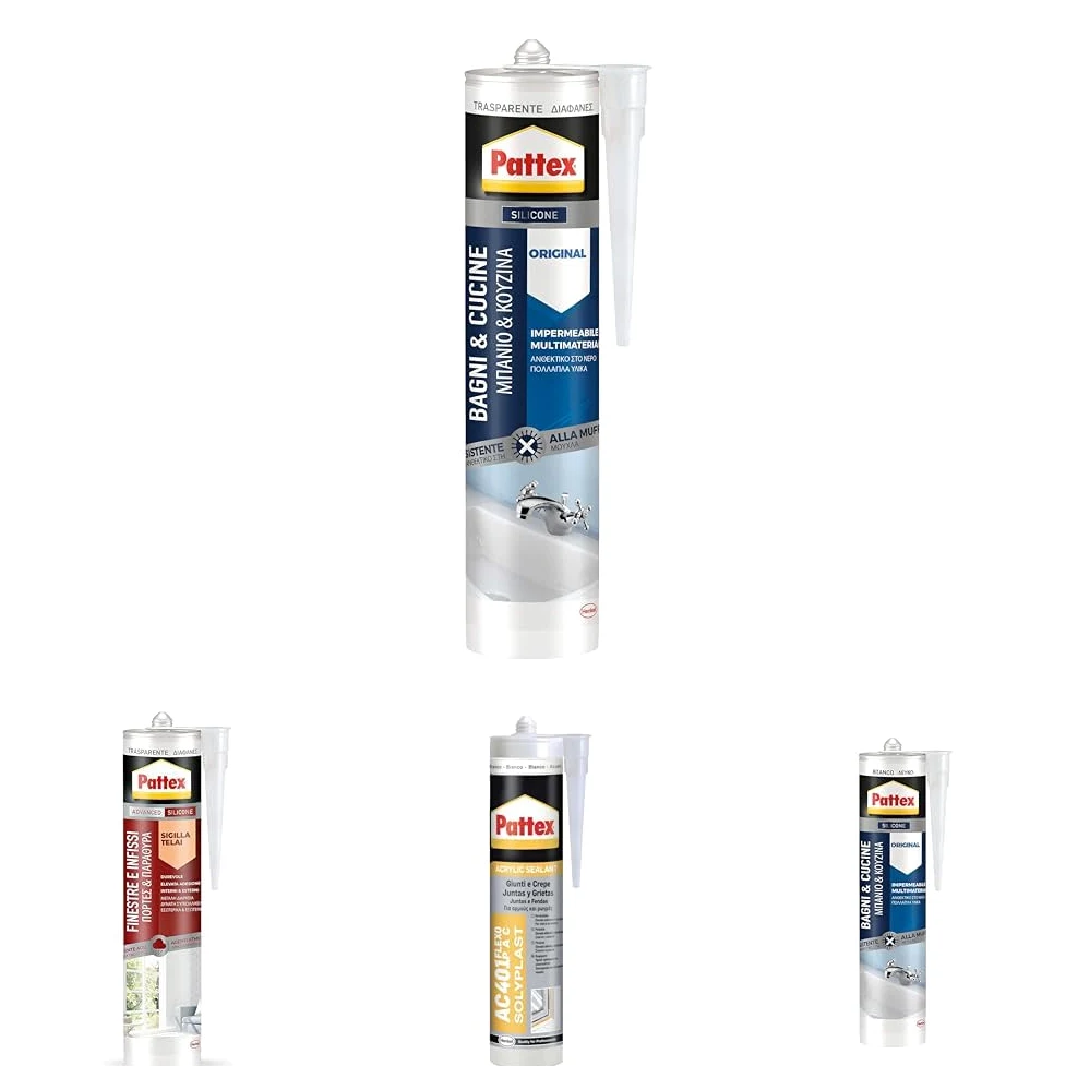 PATTEX Bagni&Cucine Original Silicone Trasparente Sigillante, Silicone Cucina e Bagno Resistente alla Muffa, Silicone Sigillante Impermeabile, 1 Cartuccia da 280 ml