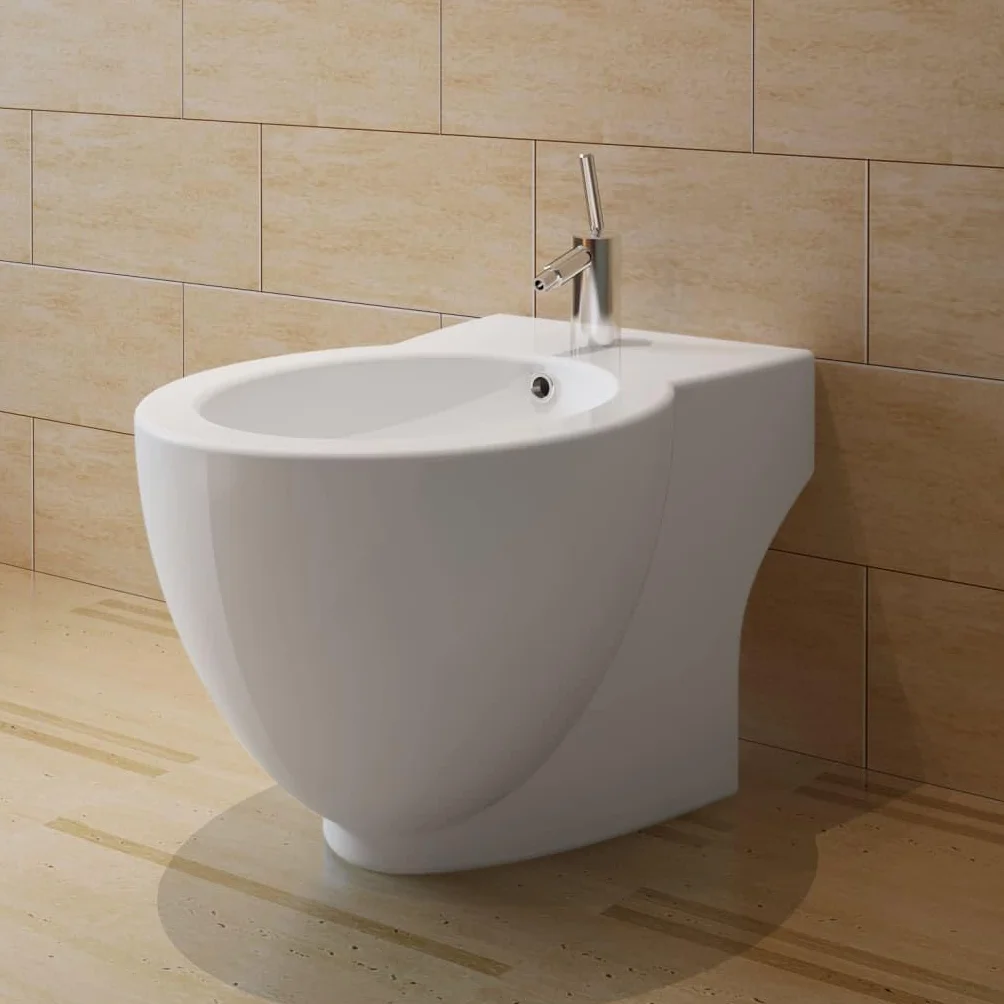 vidaXL Set WC e Bidè in Ceramica Bianco Vaso Water Bidet